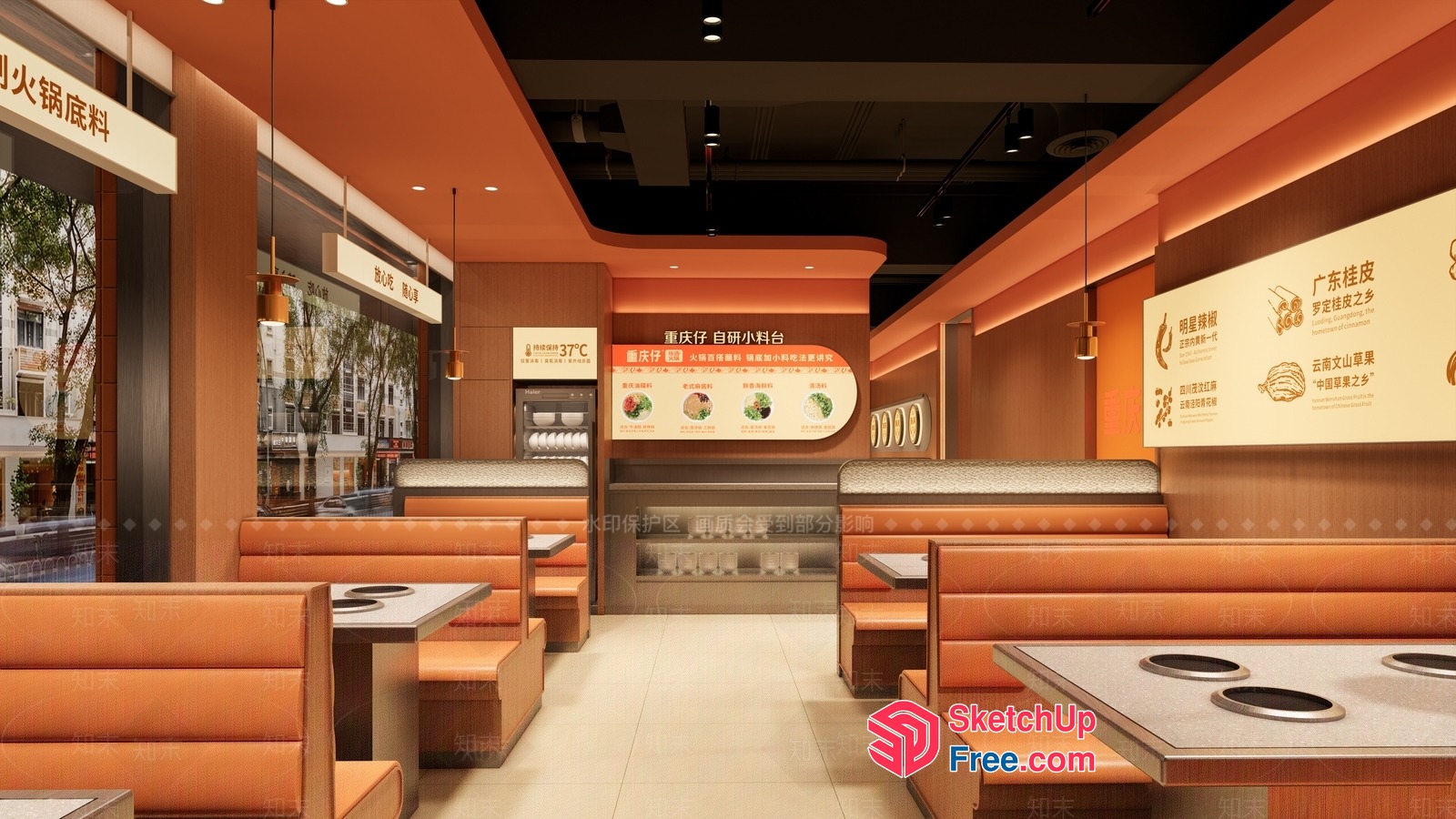 Modern Asian Restaurant Interior Design 3D SketchUp File