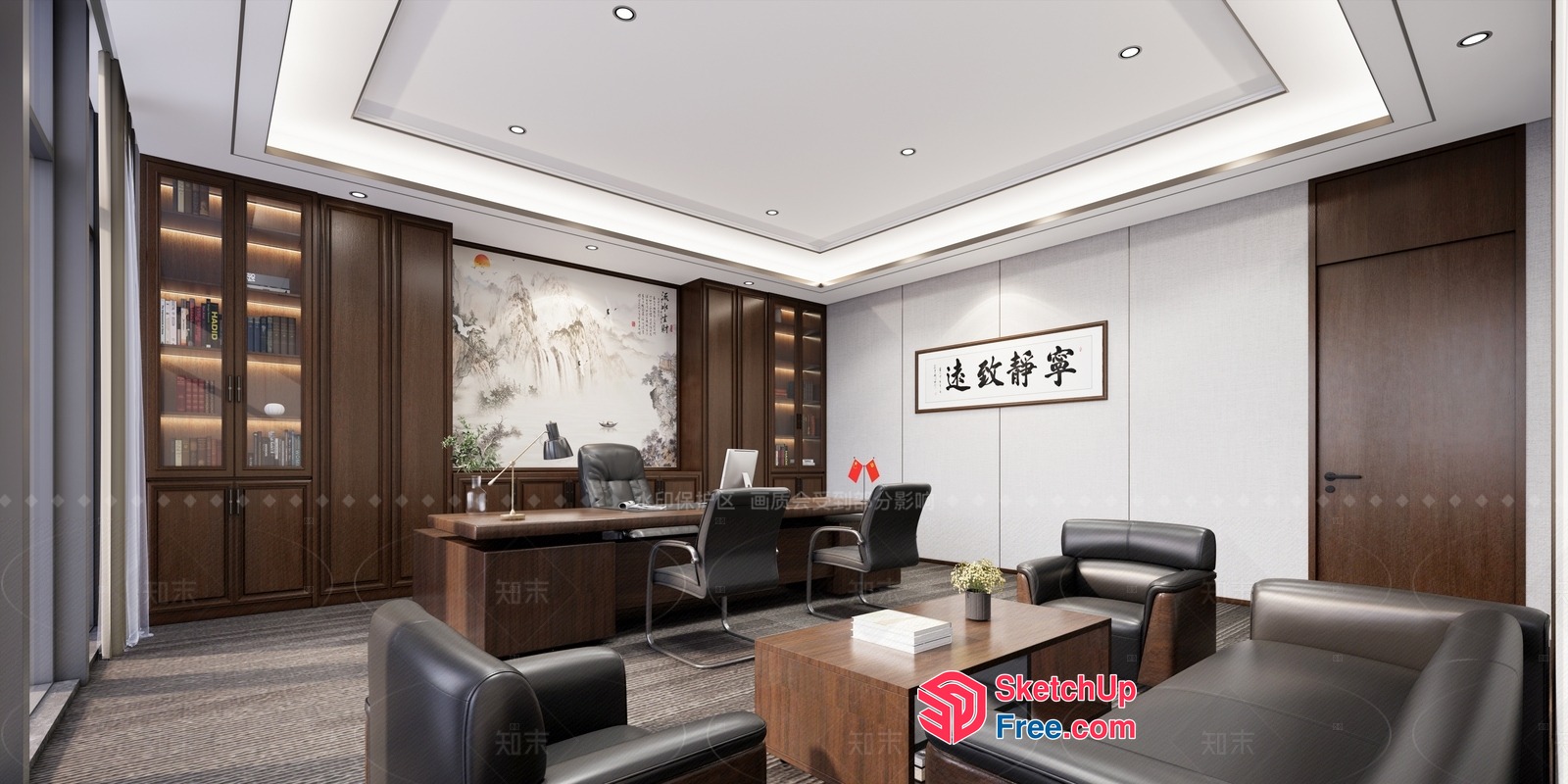 Modern Office Space With Elegant Furniture And Decor 3D SketchUp File