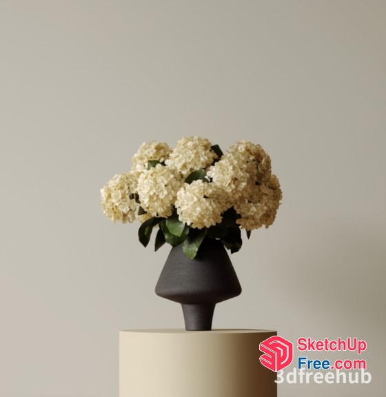 A Beautiful Arrangement Of White Flowers In A Dark Gray Vase 3D SketchUp File