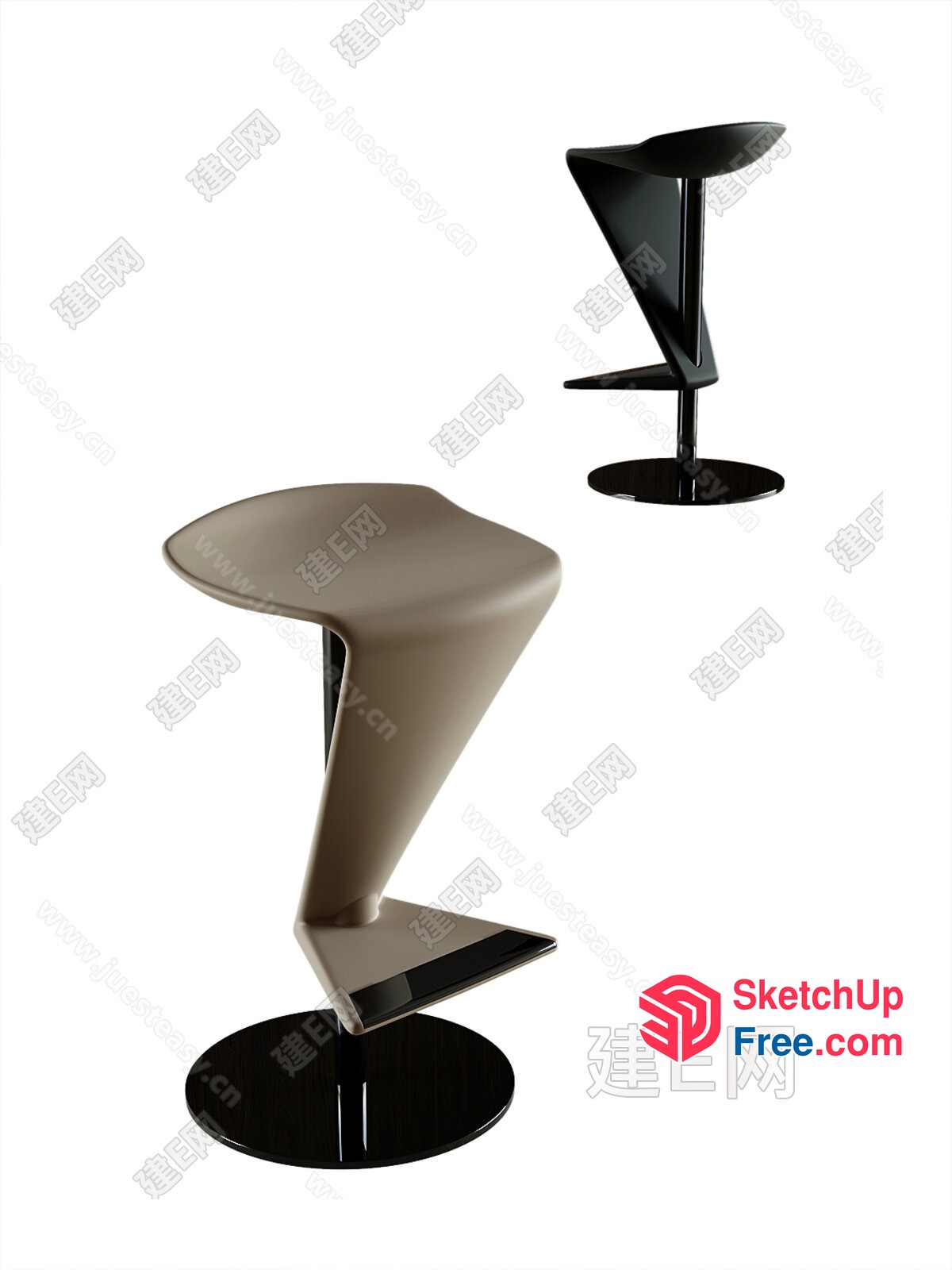 Modern Stool Designs In Sleek Gray And Black 3D SketchUp File