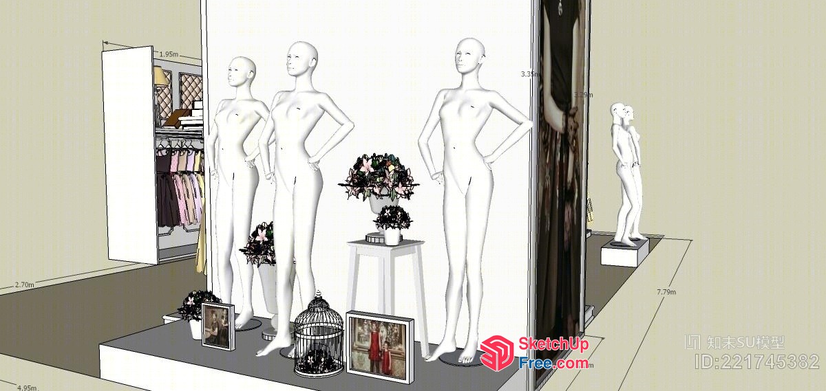Three Mannequins In A Modern Interior Setting 3D SketchUp File
