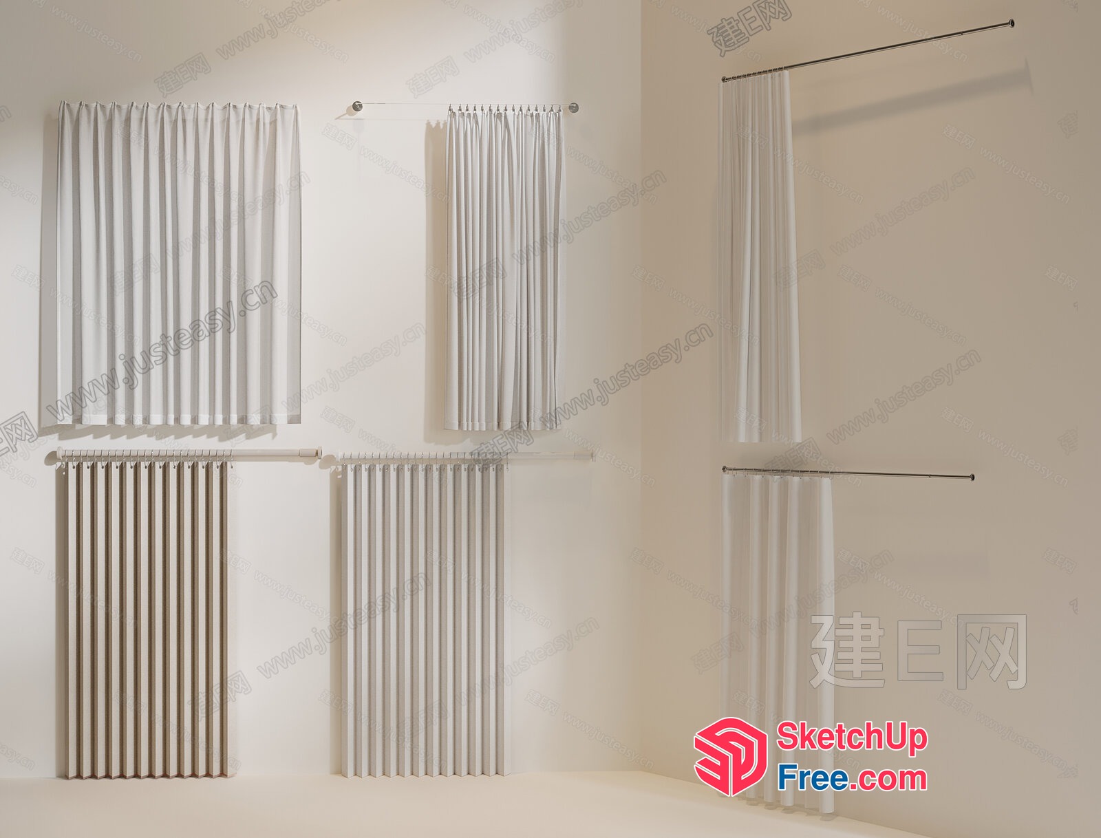 Radiator And Curtain Installation Options 3D SketchUp File