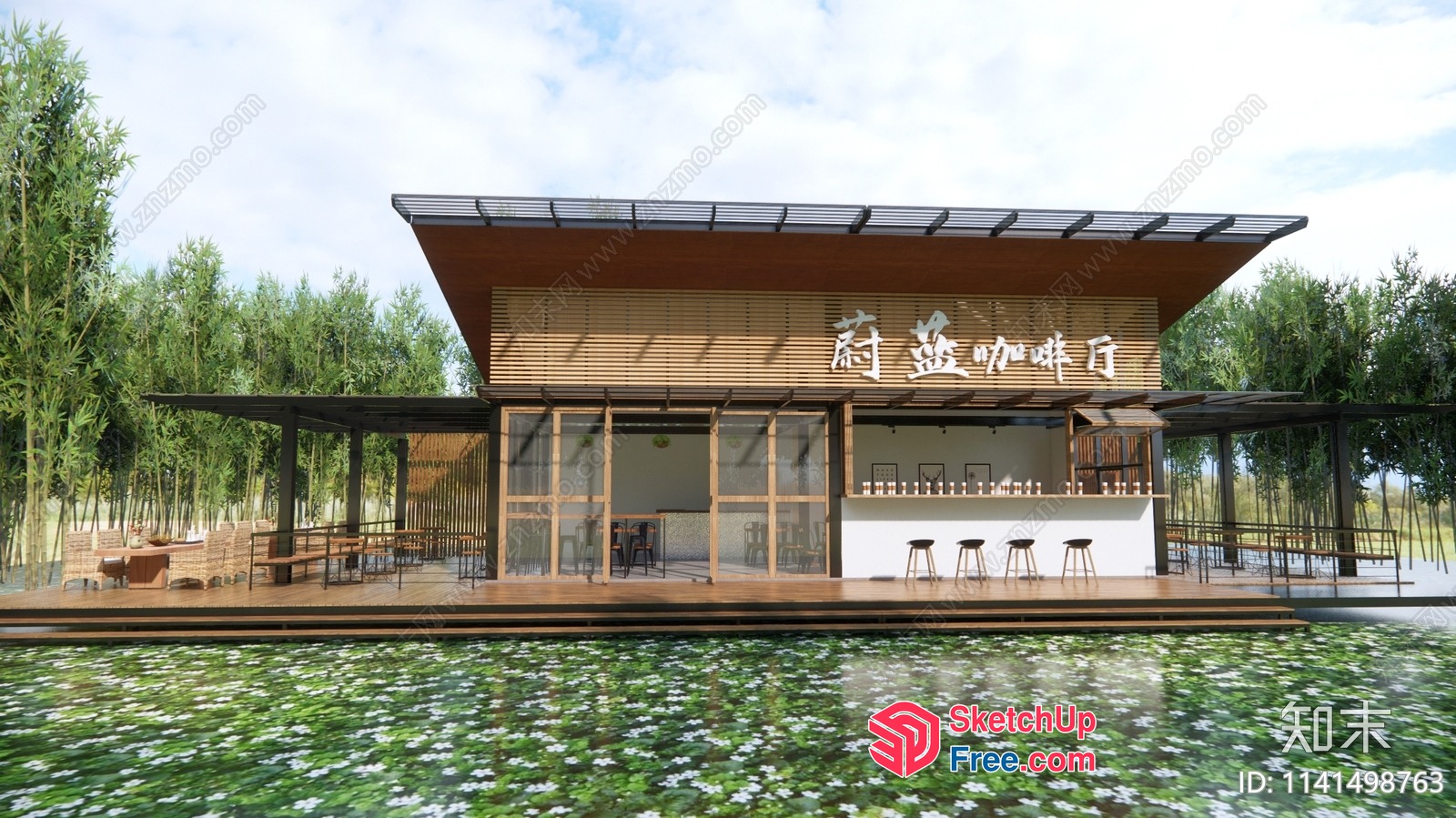 Exterior Bar Area With Natural Decor 3D SketchUp File