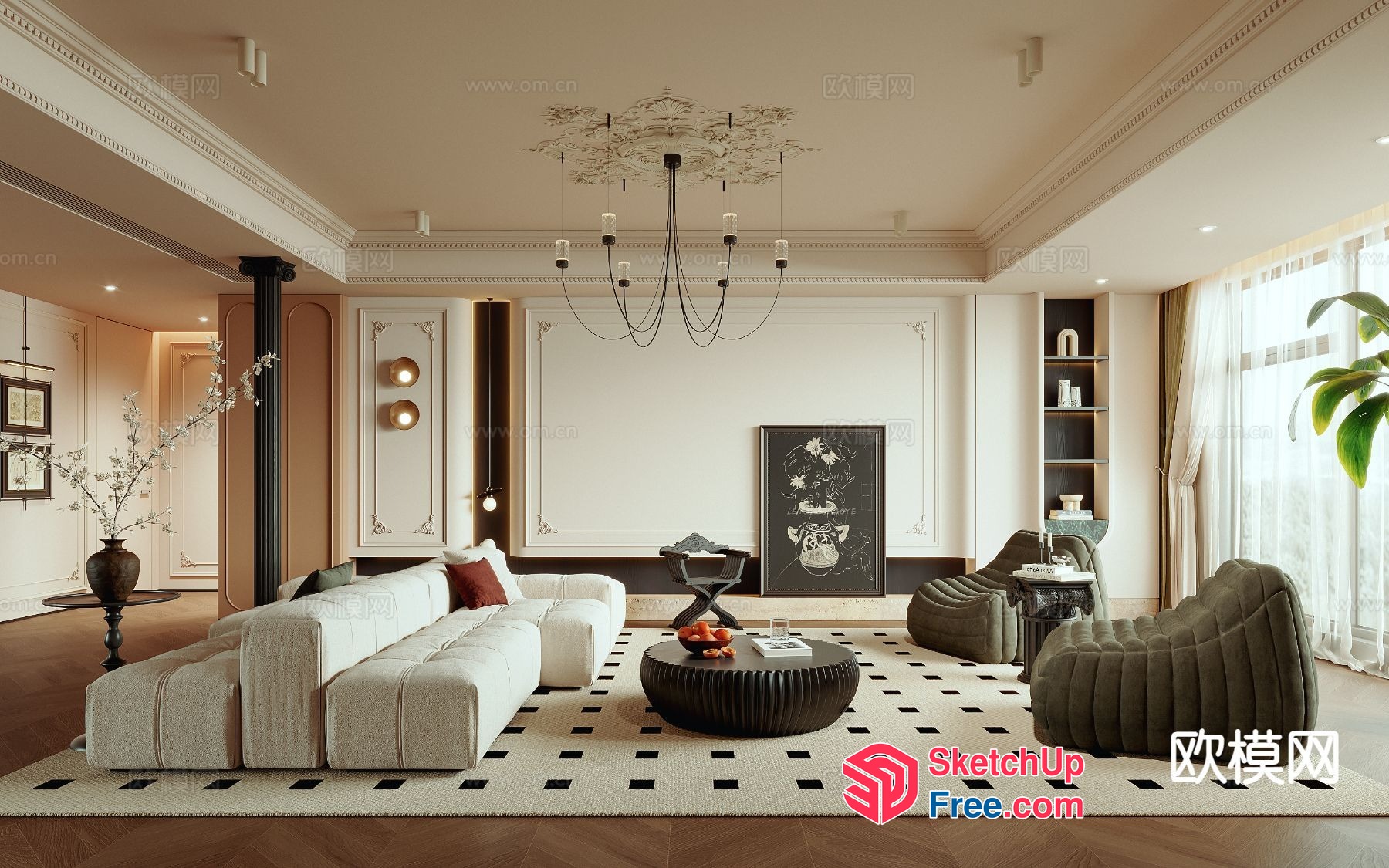 Luxurious And Modern Living Room Design 3D SketchUp File