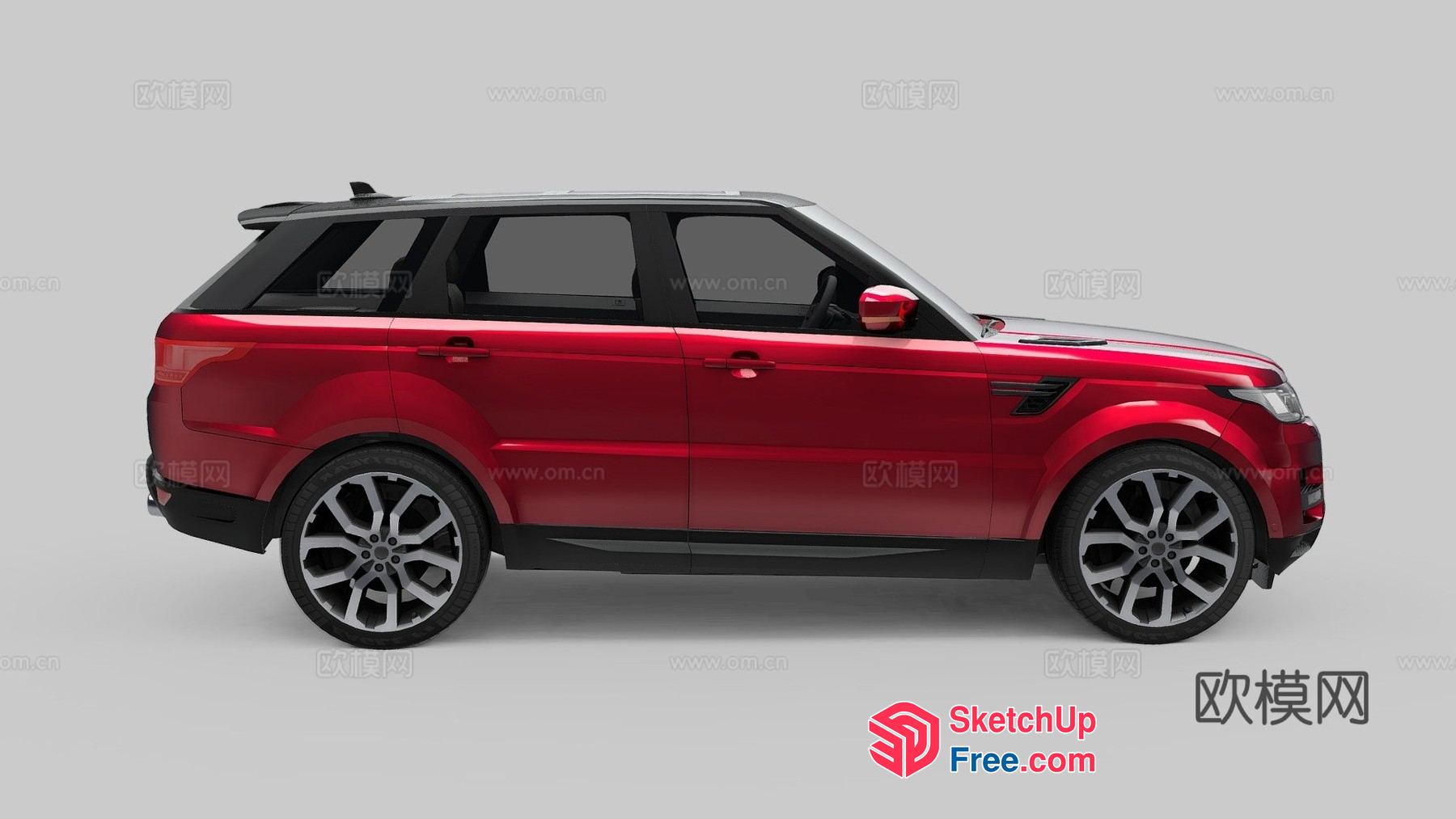 Red Suv With Black Roof And Windows 3D SketchUp File