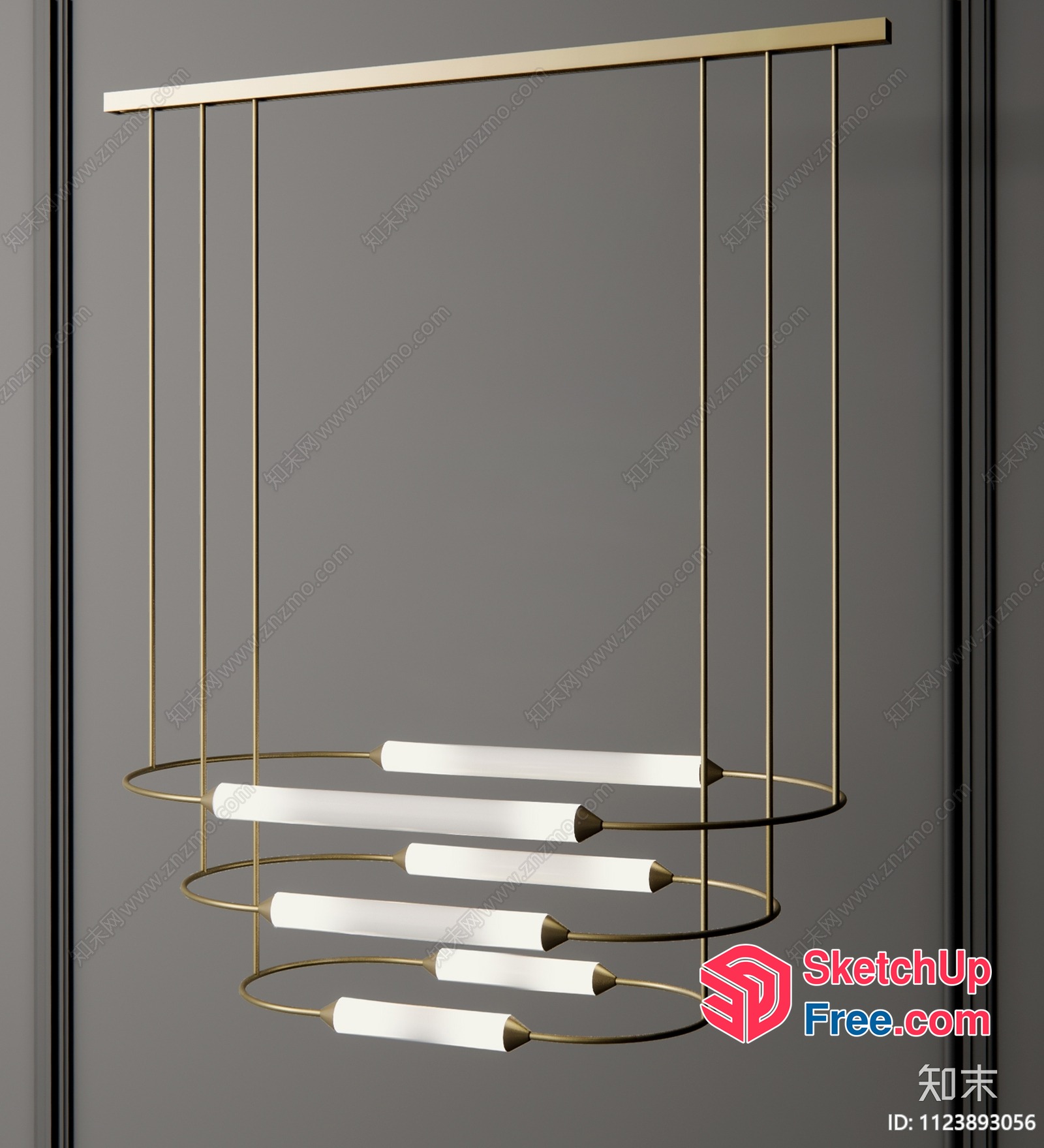Modern Hanging Light Fixture With White Glass Cylinders 3D SketchUp File