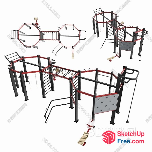 Outdoor Fitness Equipment Collection 3D SketchUp File