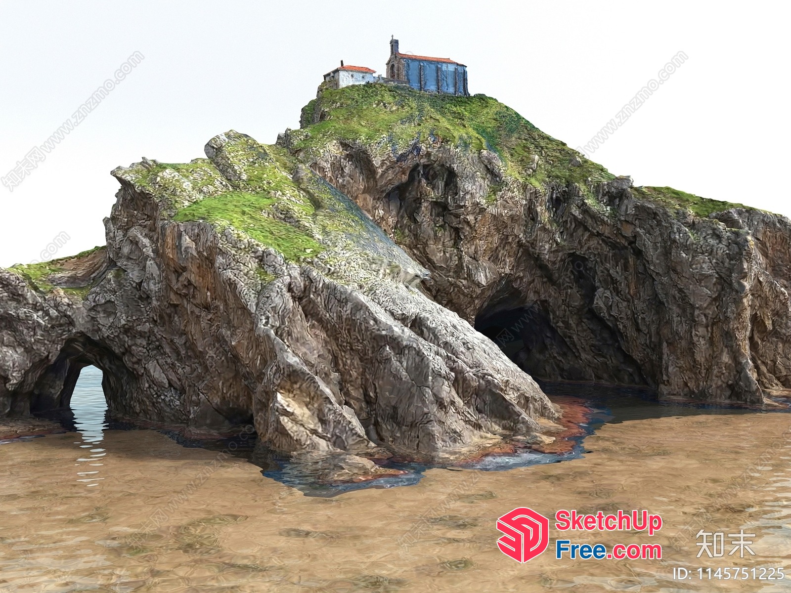 Ancient Castle On Cliff Overlooking The Sea 3D SketchUp File