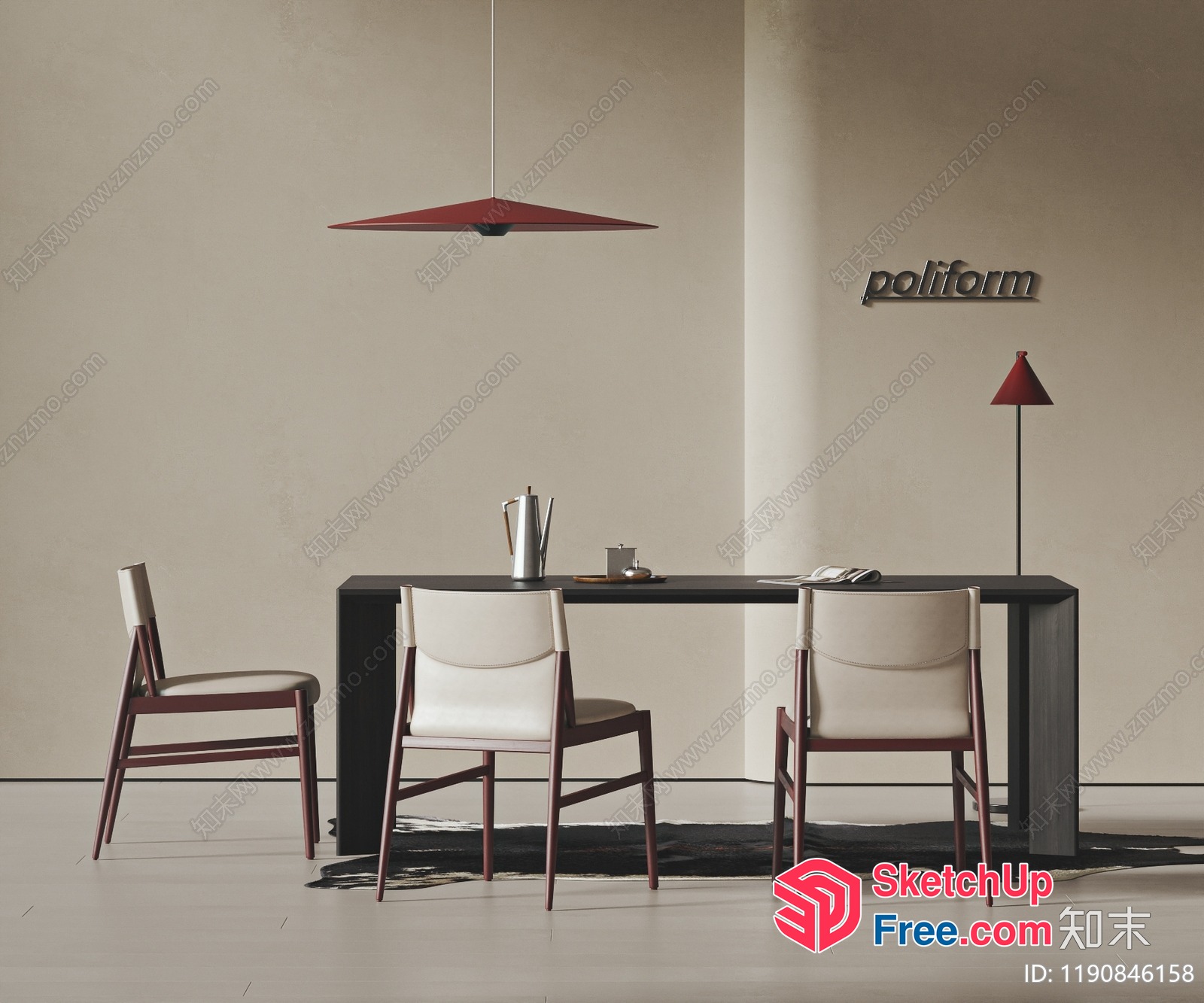 Modern Minimalist Office Interior With Poliform Branding 3D SketchUp File