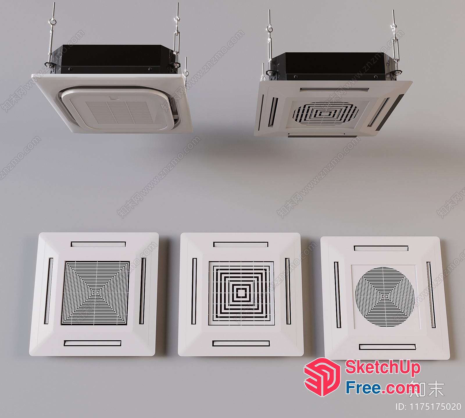 Square Ceiling Ventilation Units 3D SketchUp File