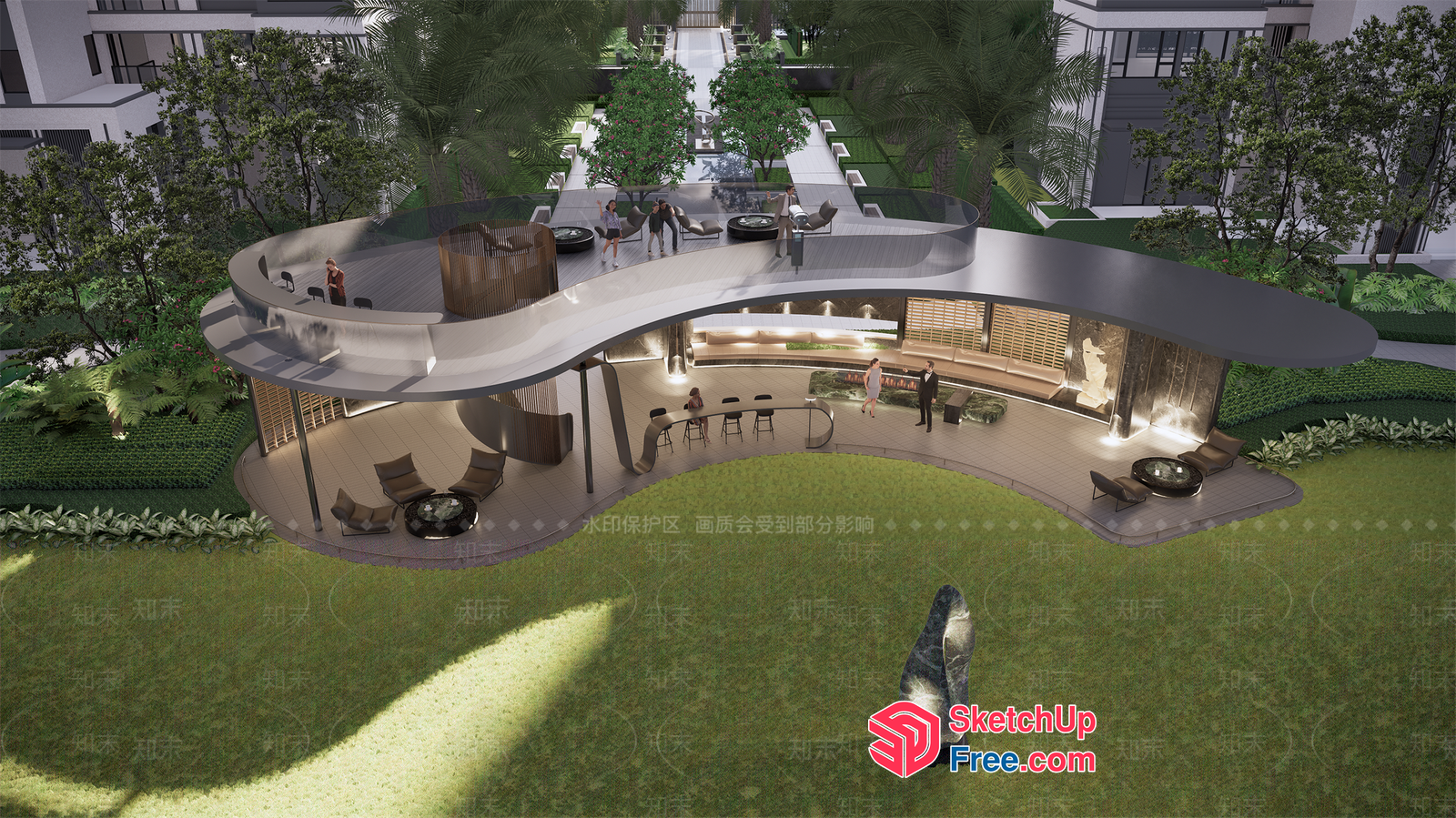 Modern Curved Architecture 3D SketchUp File