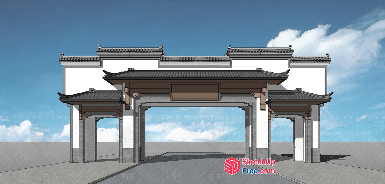 Traditional Chinese Archway 3D SketchUp File