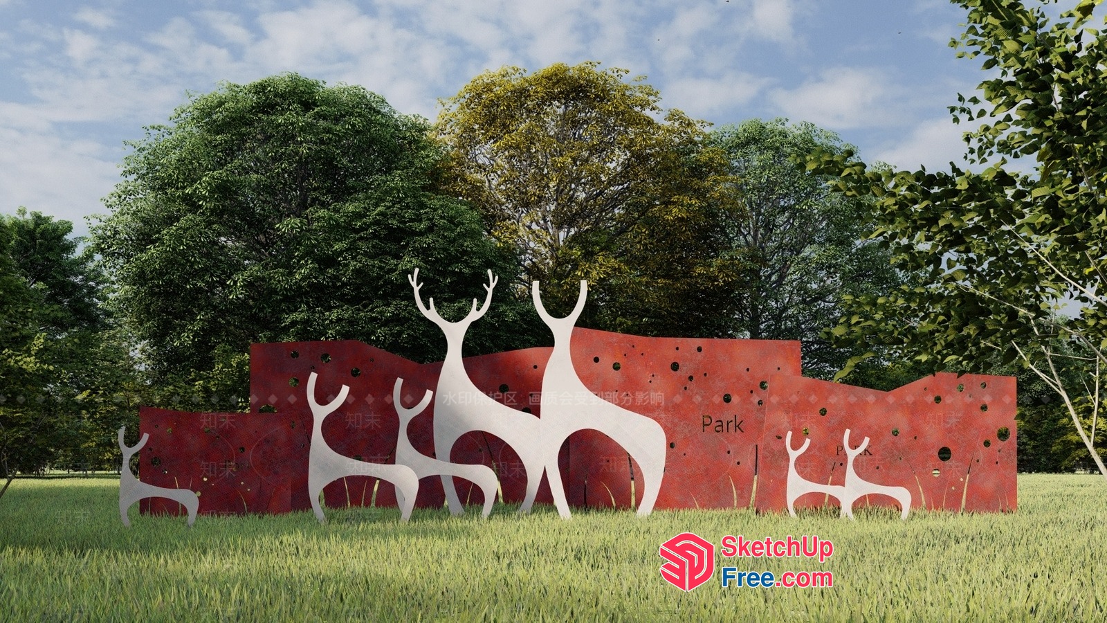 Deer Sculpture Park Entrance 3D SketchUp File