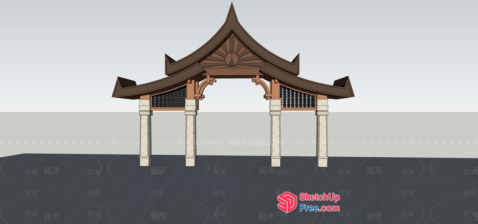 Asian-Inspired Roof Synthesis 3D SketchUp File