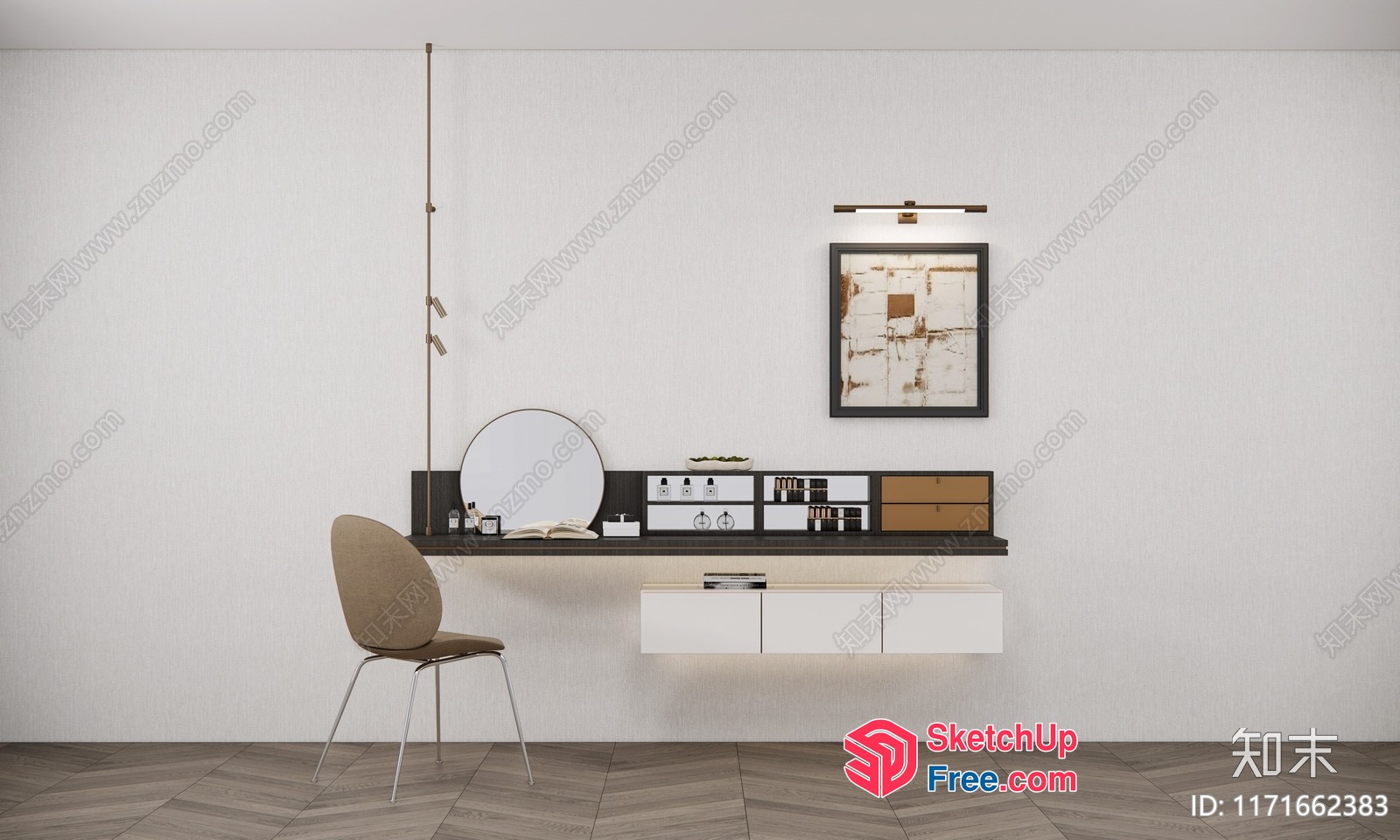 Minimalist Modern Japanese Style Home Office Interior 3D SketchUp File