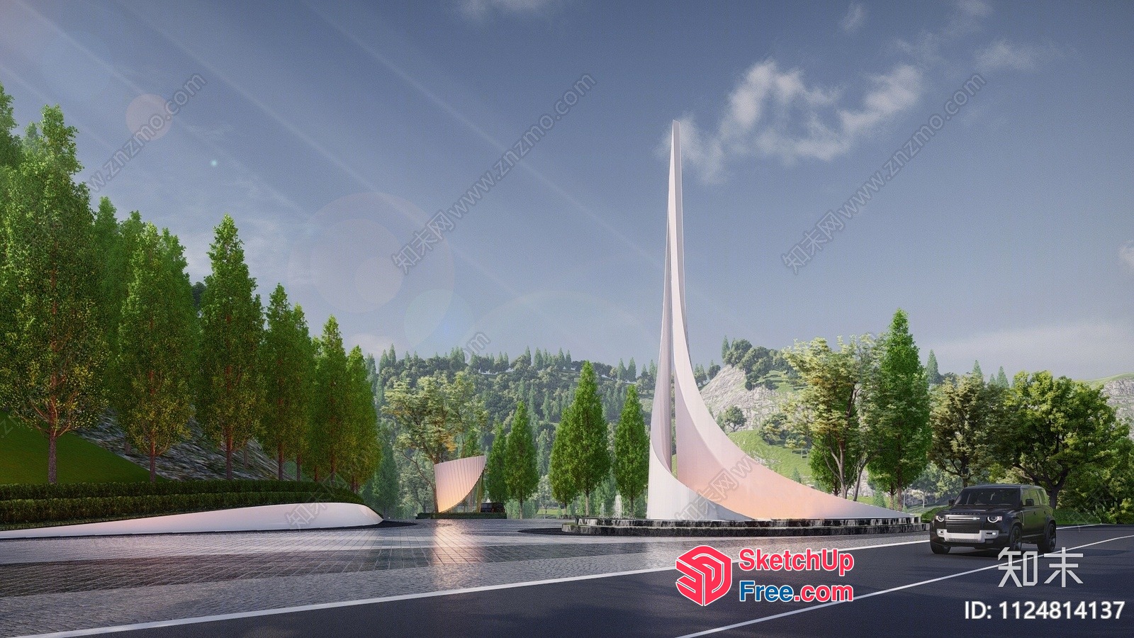 Modern Roadside Monument 3D SketchUp File