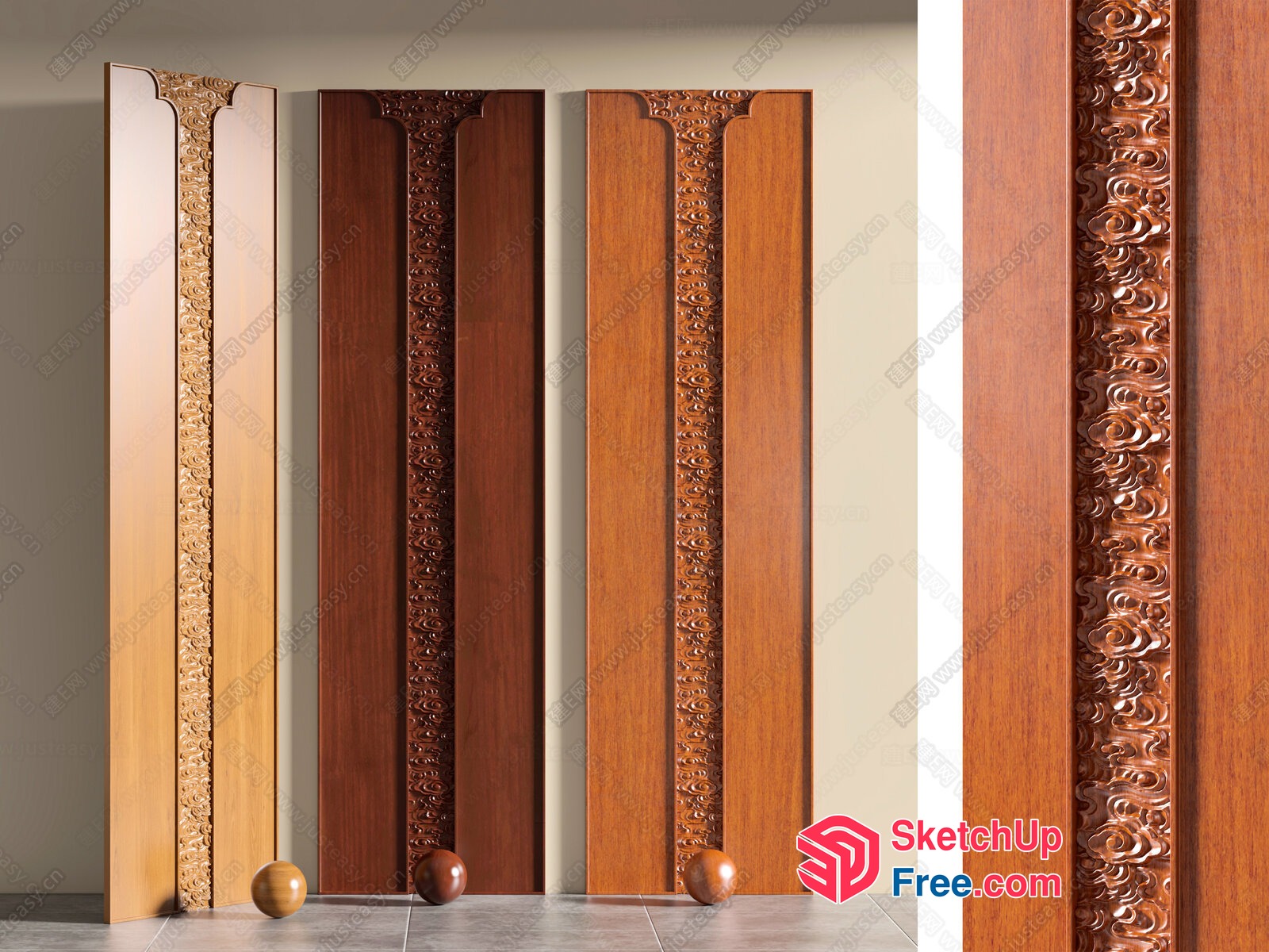 Ornate Carved Wood Decorative Panels 3D SketchUp File