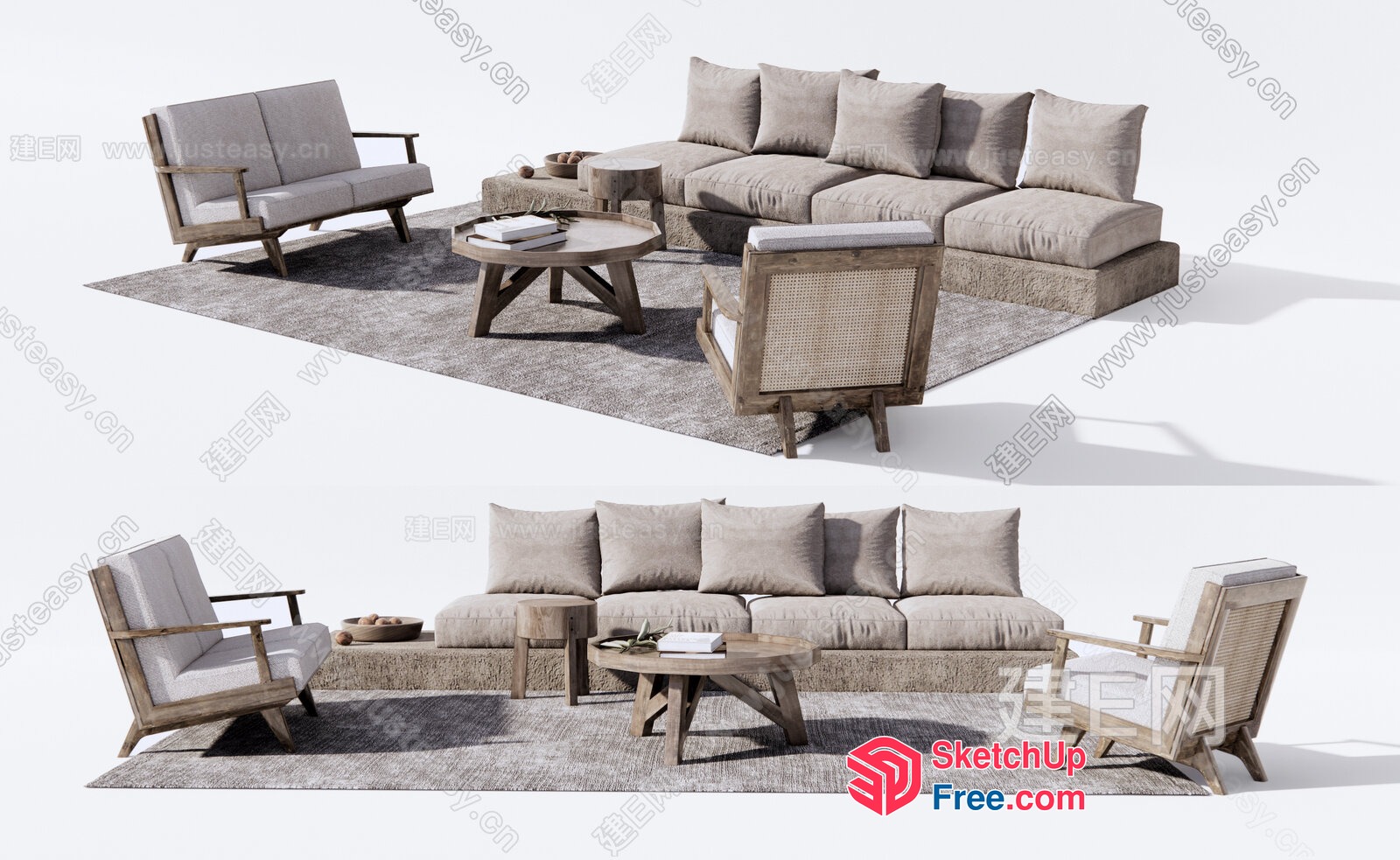 Modern Minimalist Living Room Furniture Set 3D SketchUp File