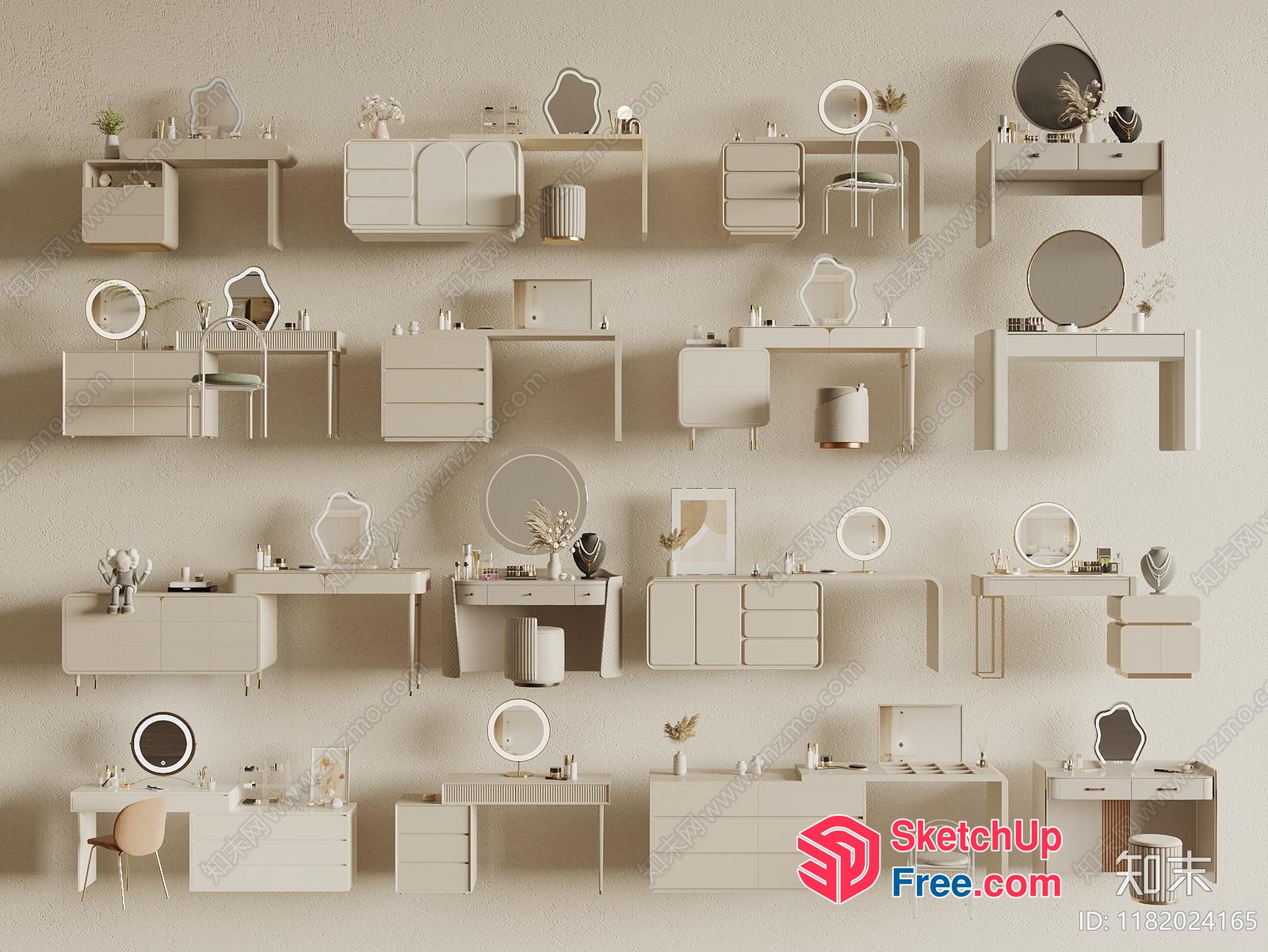 Elegant White Vanity Set Collection 3D SketchUp File