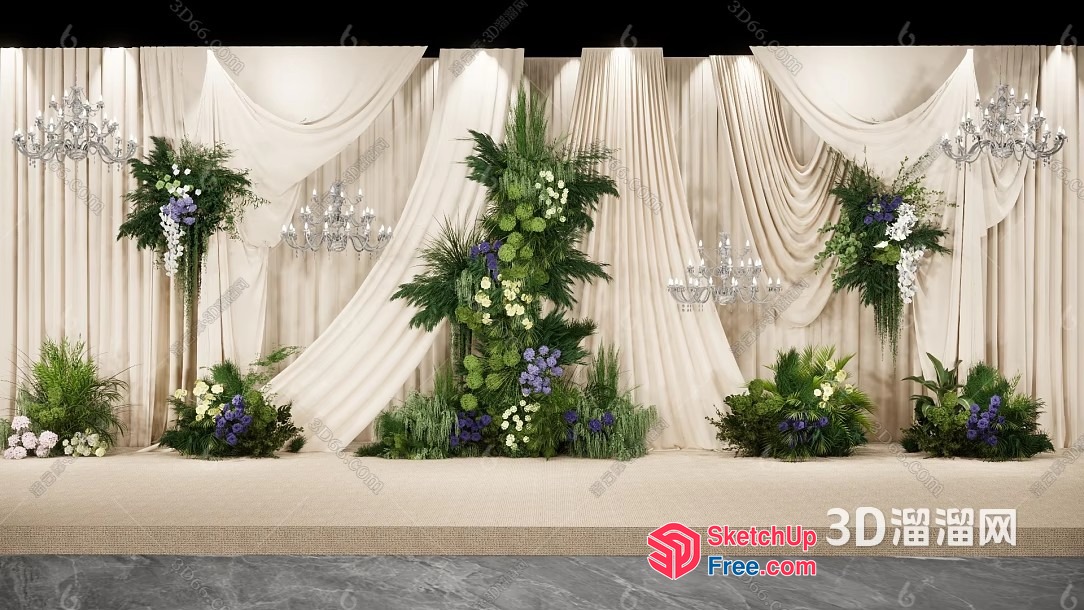 Elegant Floral Arrangement Scene 3D SketchUp File