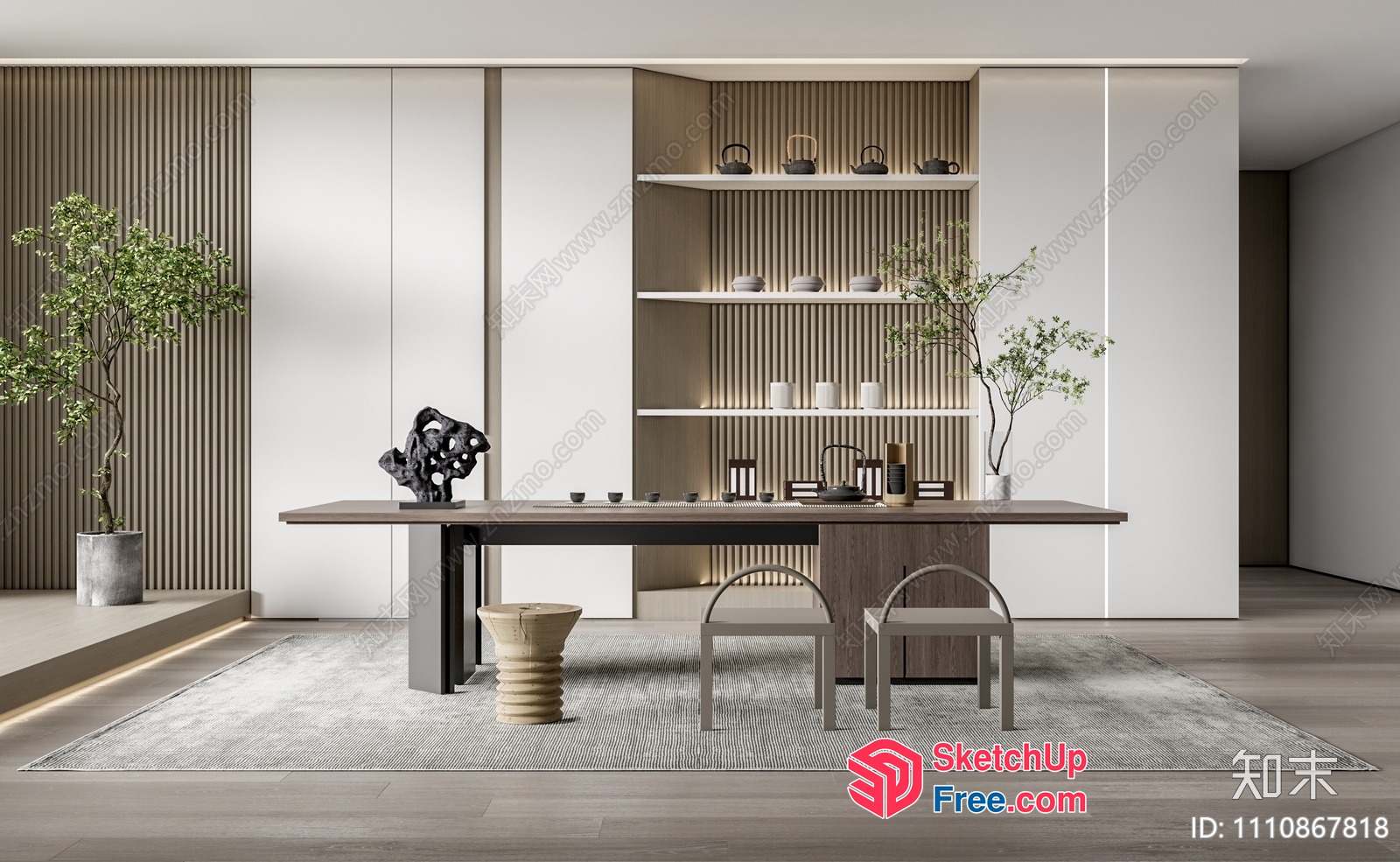 Modern Japanese-Inspired Interior Design 3D SketchUp File
