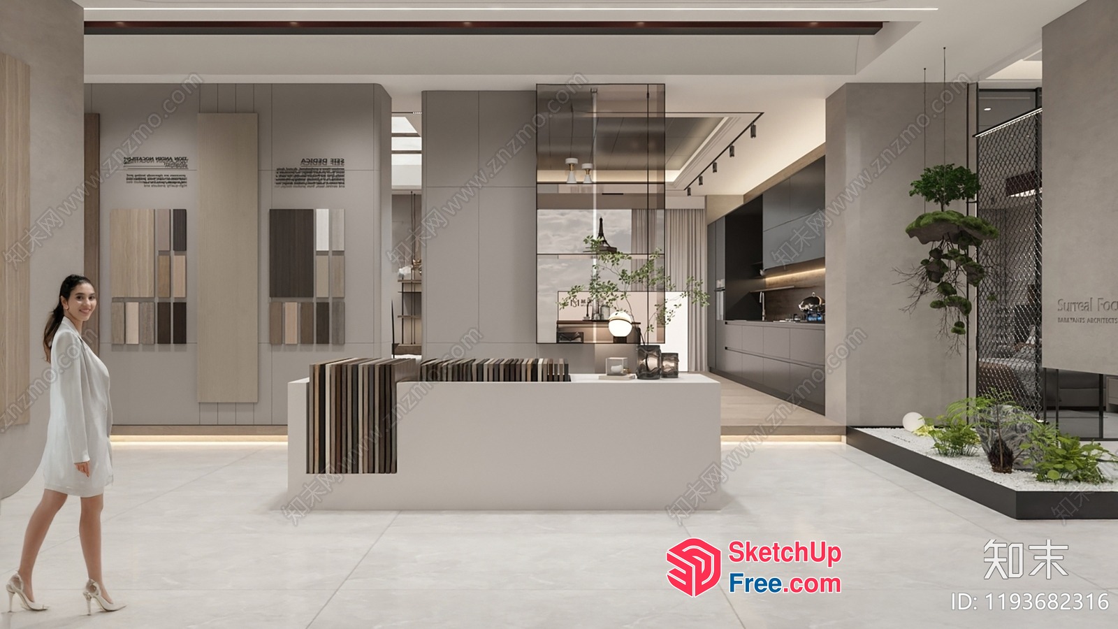 Modern Interior Design Showroom With Neutral Color Scheme 3D SketchUp File