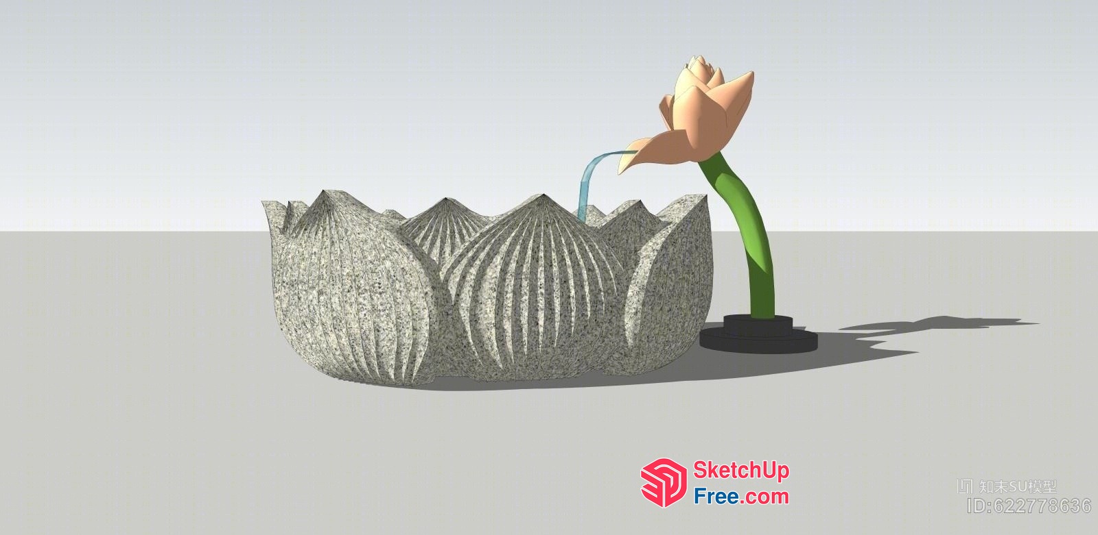 Stone Lotus Flower Fountain 3D SketchUp File
