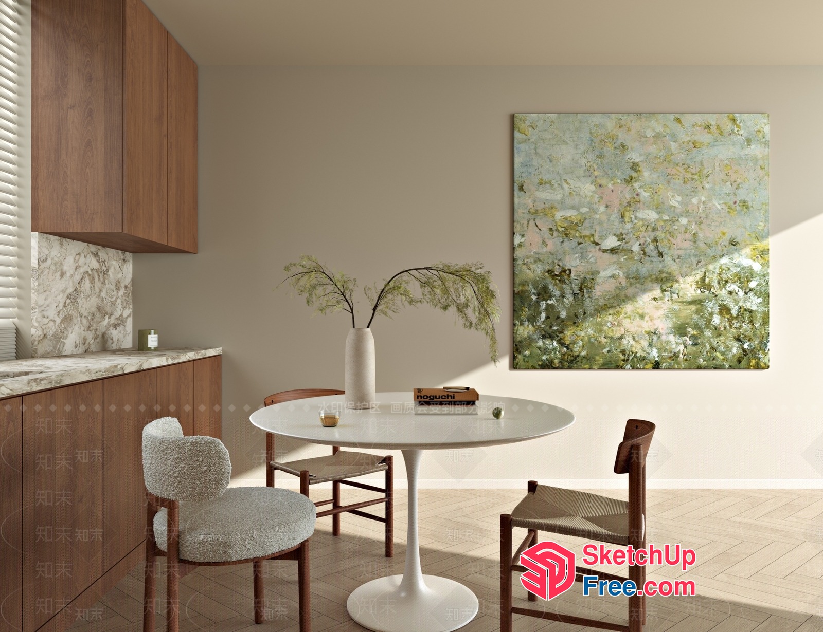 Modern Minimalist Dining Room With Natural Light 3D SketchUp File