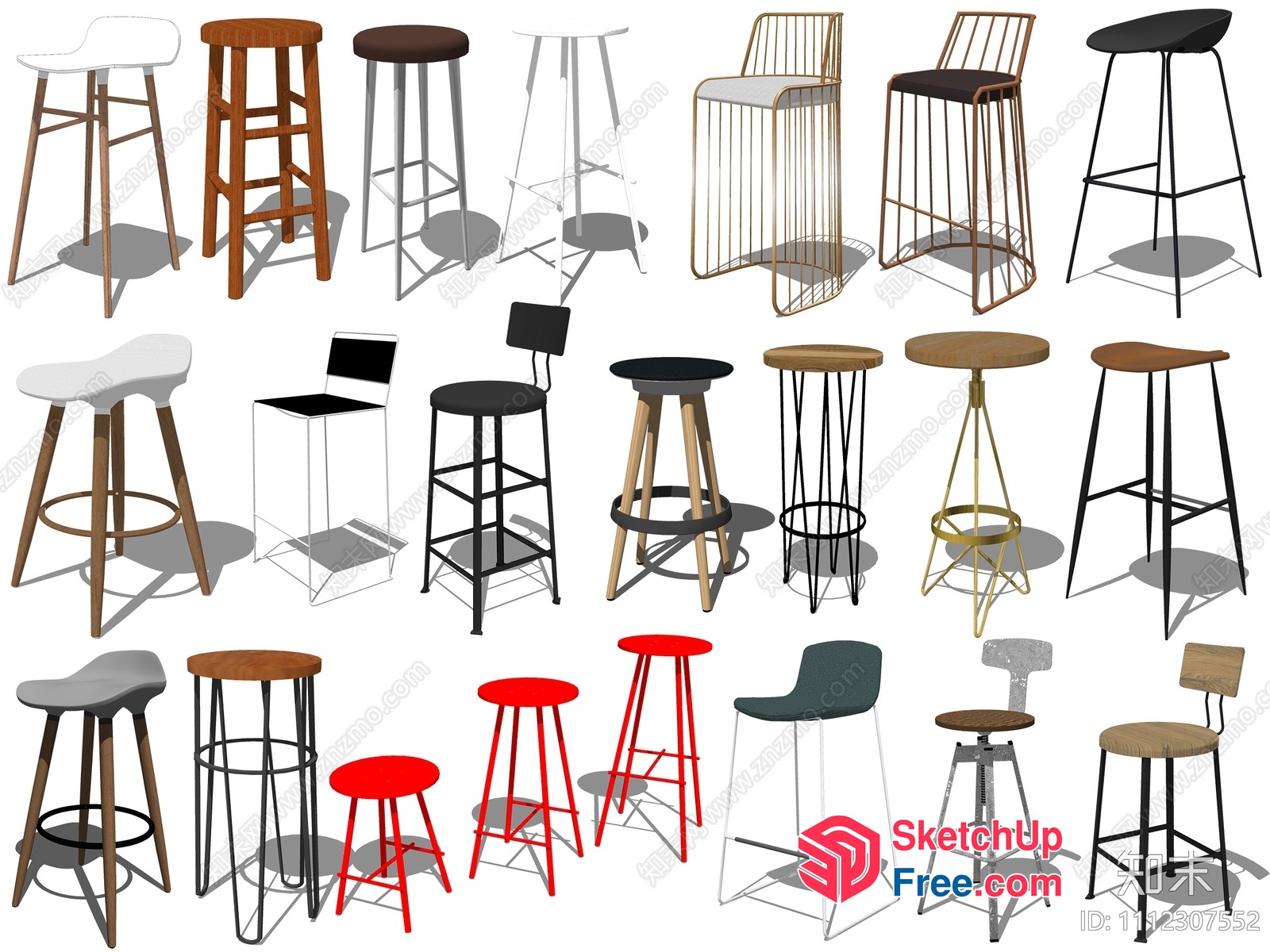 Collection Of Stools In Various Styles And Designs 3D SketchUp File