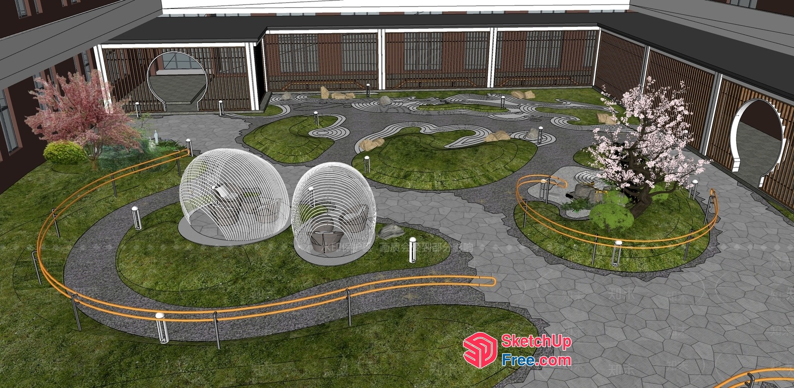 Modern Japanese-Inspired Zen Garden 3D SketchUp File