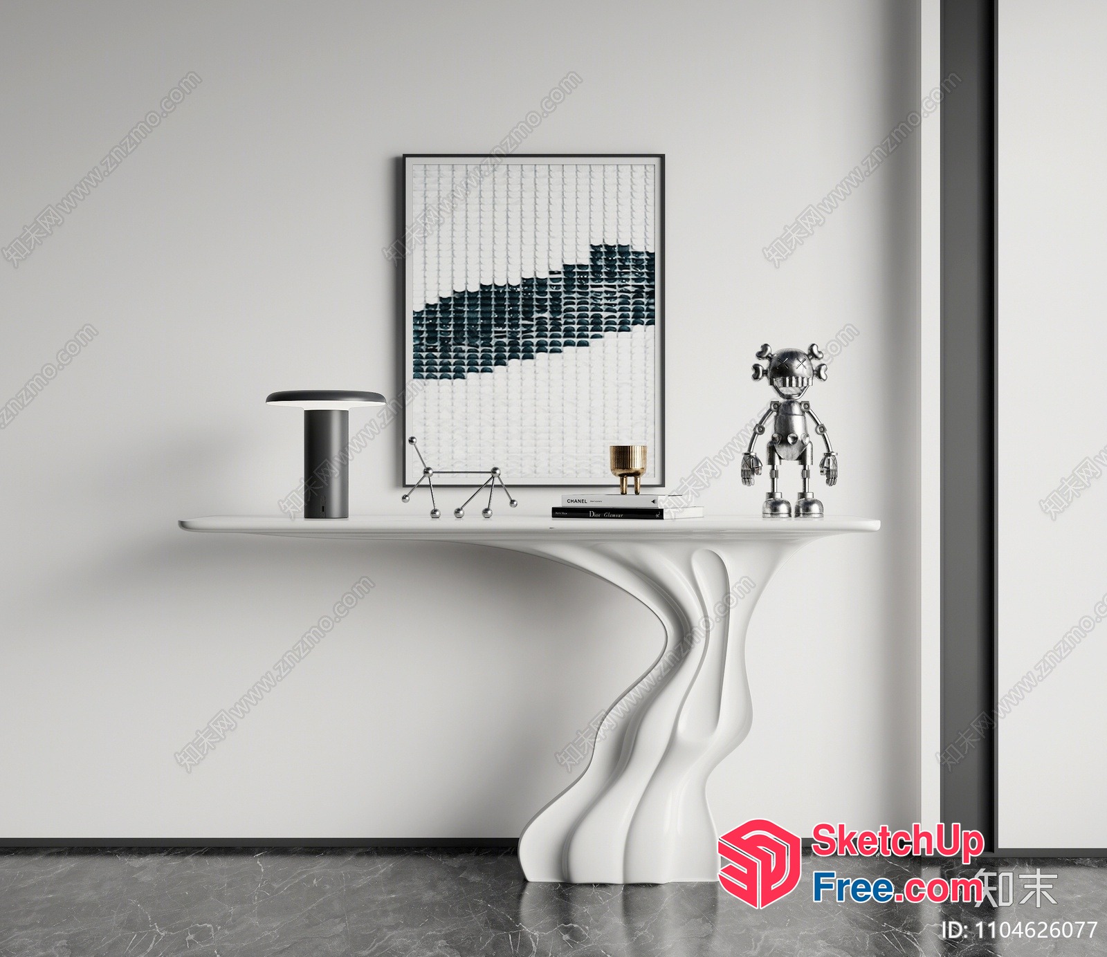 Elegant Modern Console Table With Unique Leg Design 3D SketchUp File