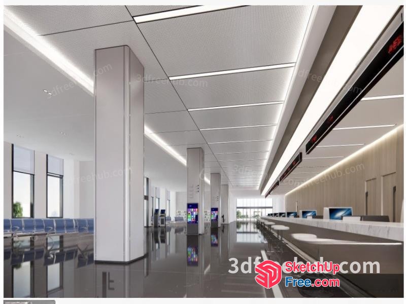 Modern Office Building Interior 3D SketchUp File
