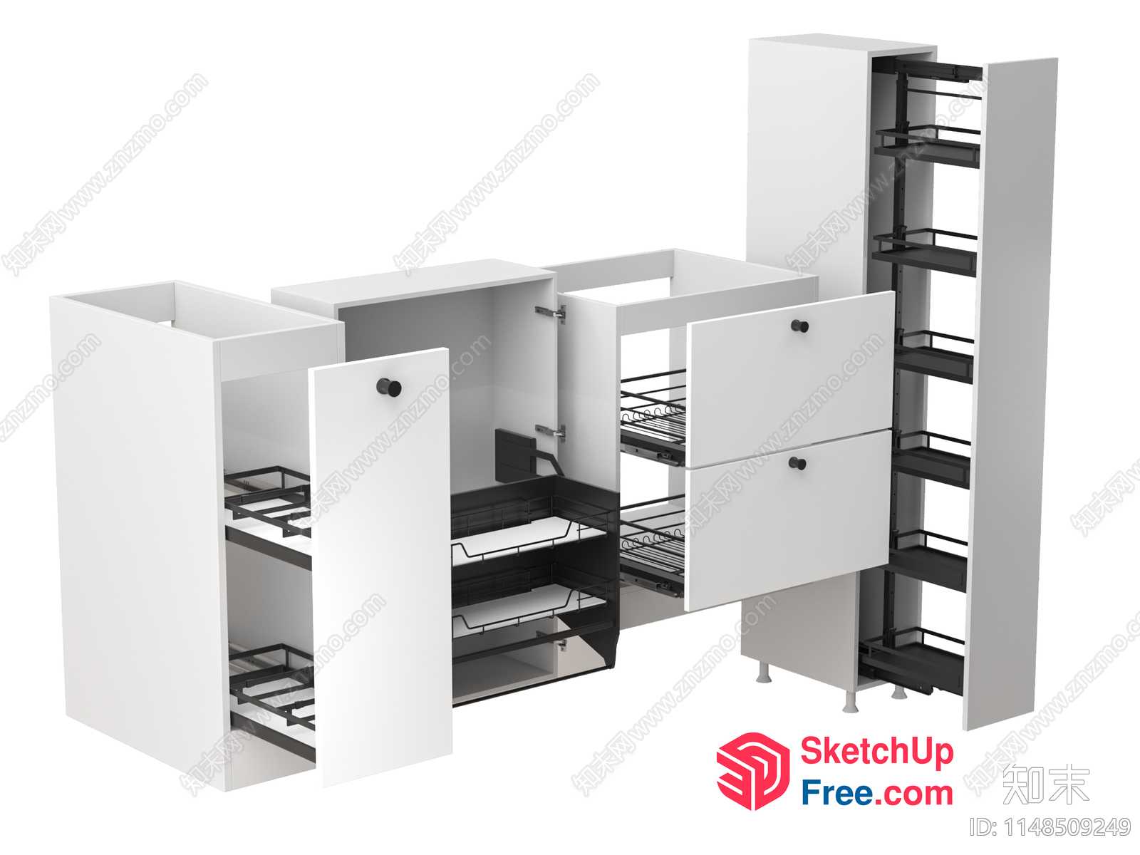 White Kitchen Cabinets With Drawers And Shelves 3D SketchUp File