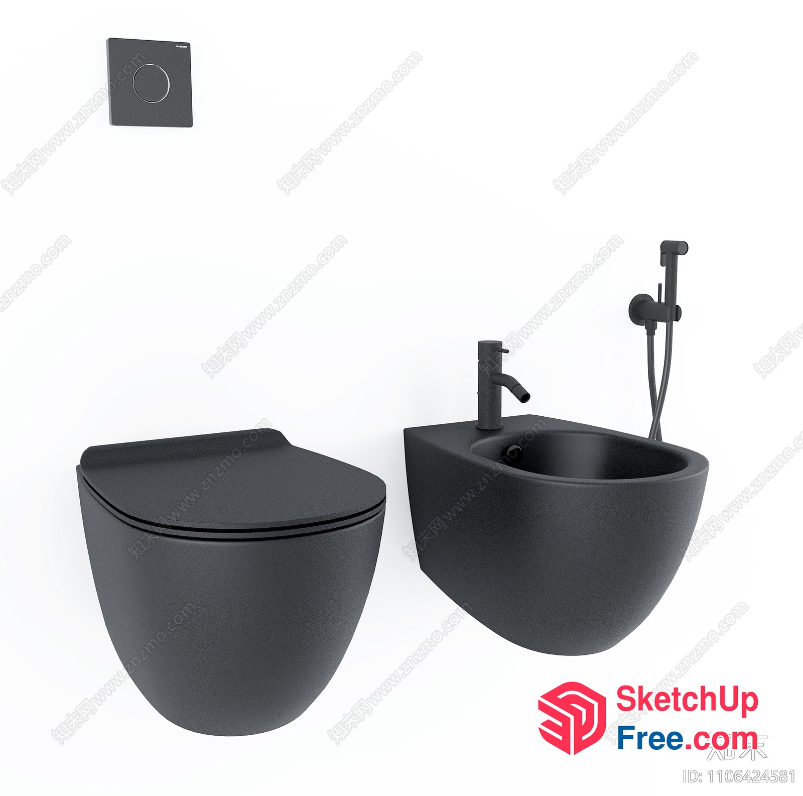 Modern Black Bathroom Fixtures 3D SketchUp File