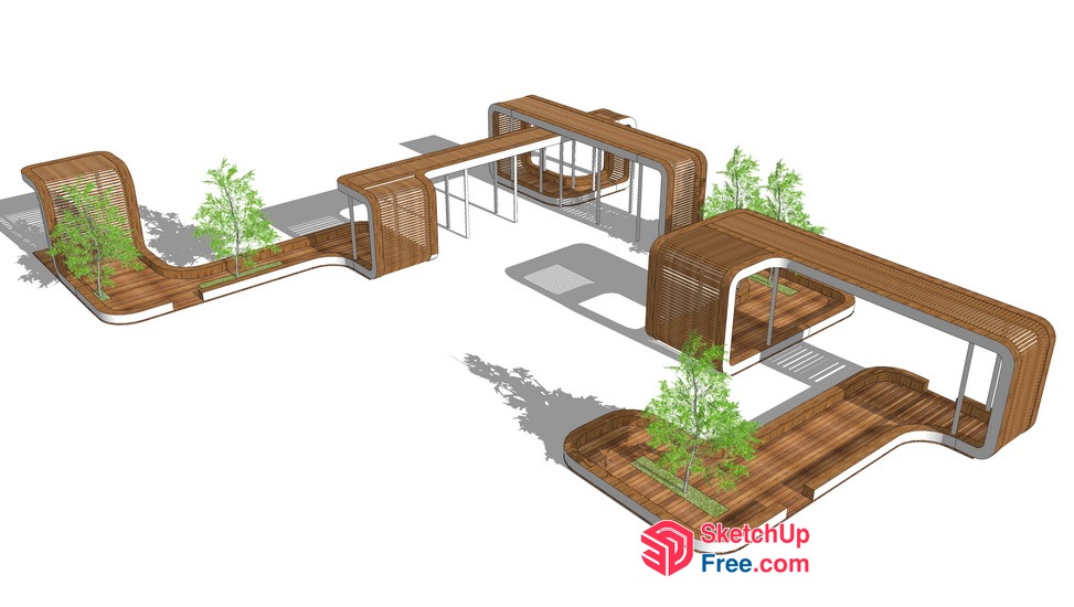 Modern Wooden Outdoor Furniture Collection 3D SketchUp File