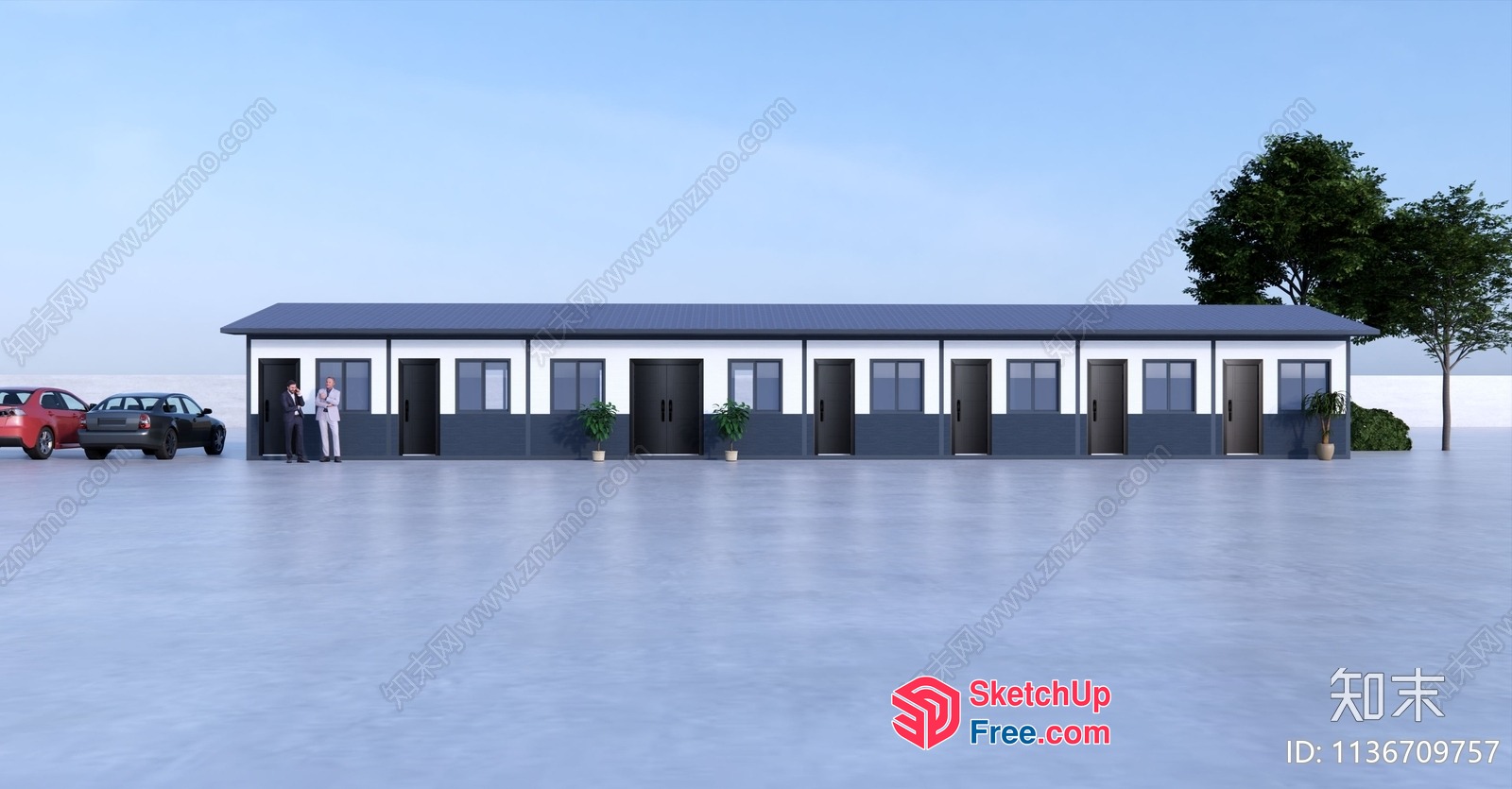 Exterior Of A Commercial Street Building 3D SketchUp File
