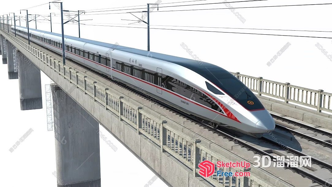High-Speed Train Crossing A Bridge 3D SketchUp File