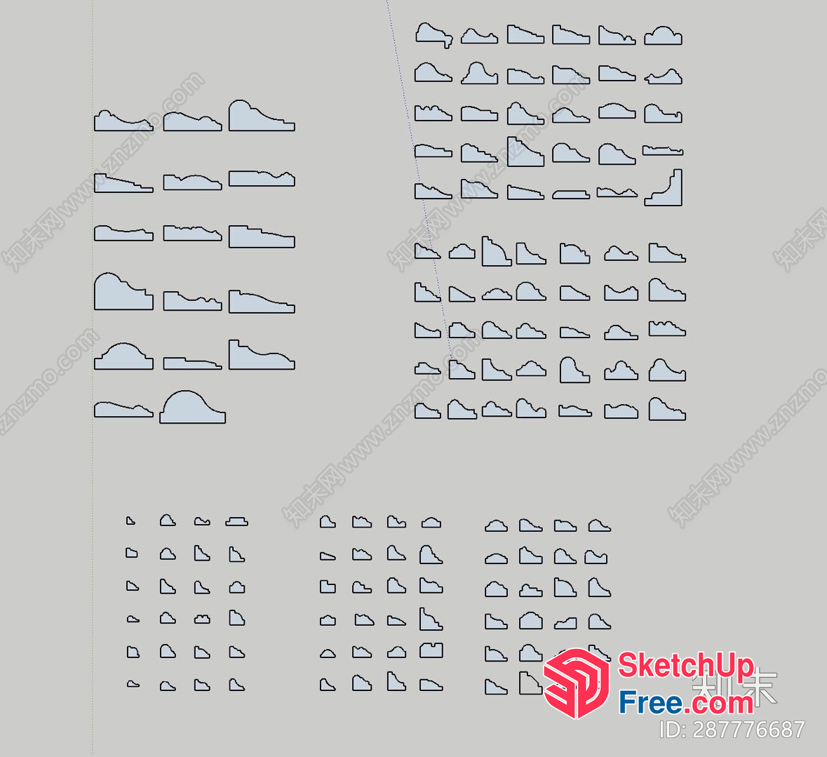 Cloud-Shaped Moulding Designs For Architectural Elements 3D SketchUp File