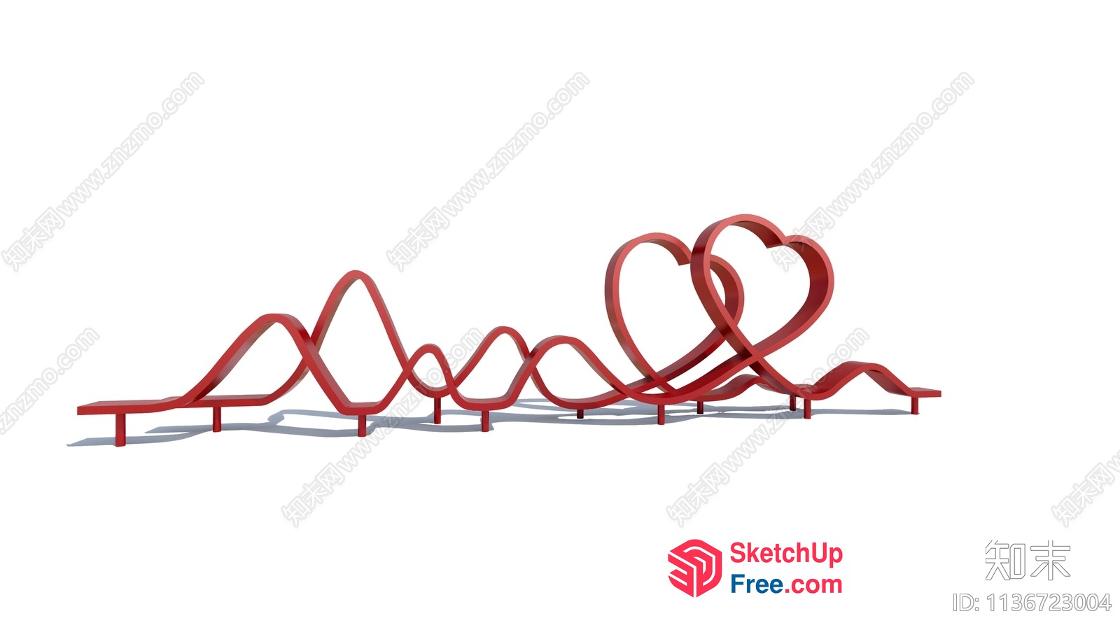 Modern Heart-Shaped Bench 3D SketchUp File