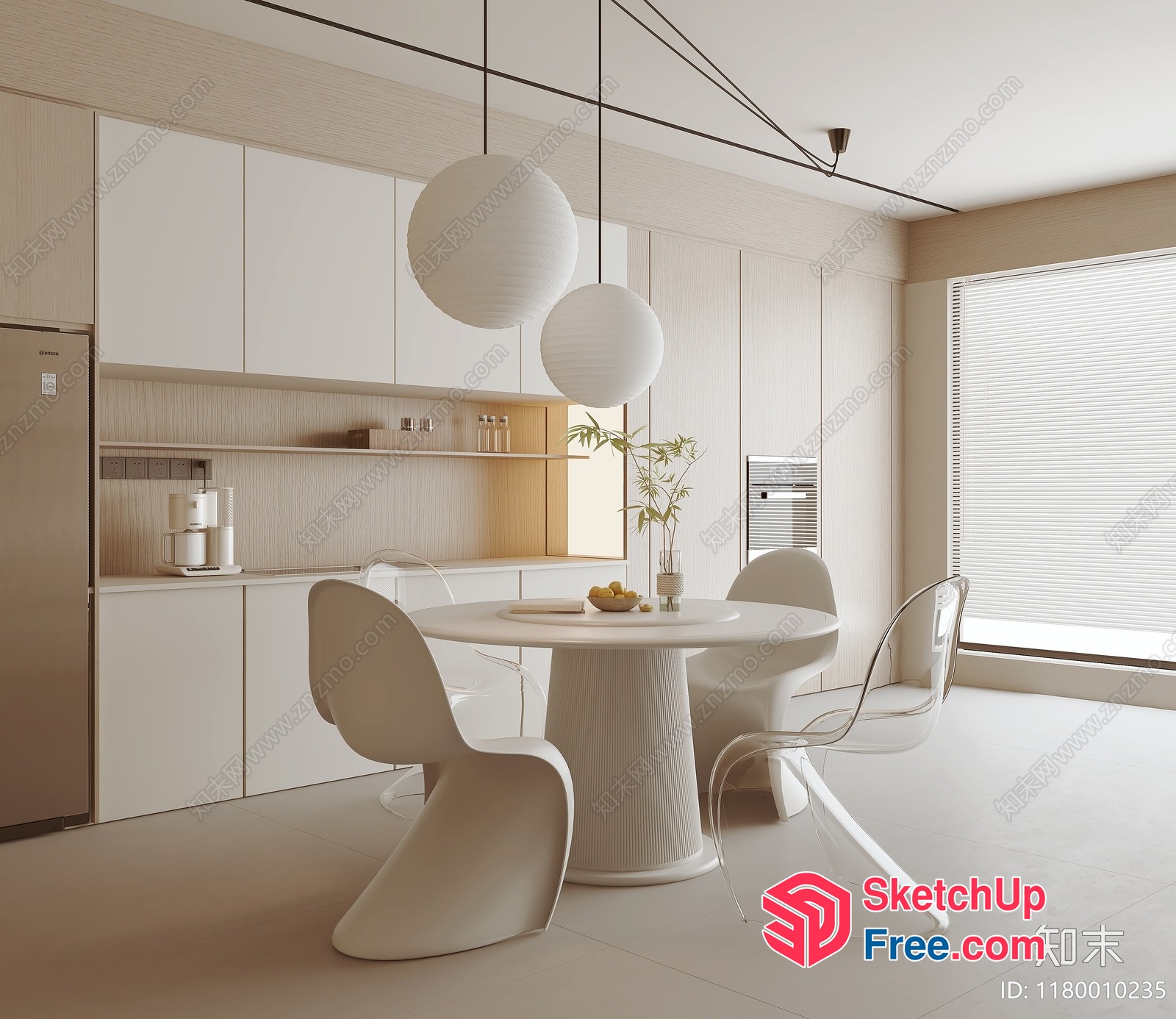Minimalist White Dining Room 3D SketchUp File
