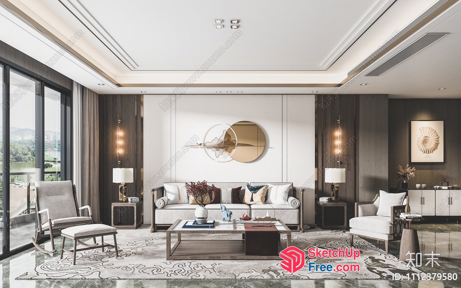 Elegant Living Room With Modern Furniture And Decor 3D SketchUp File