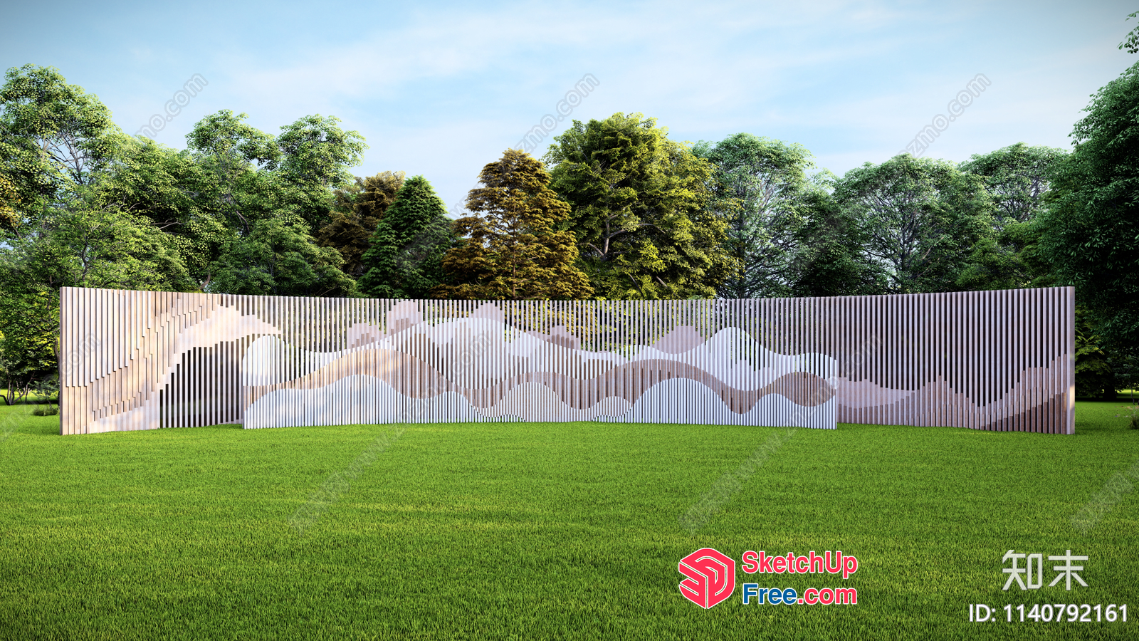Outdoor Partition Screen With Wavy Design 3D SketchUp File