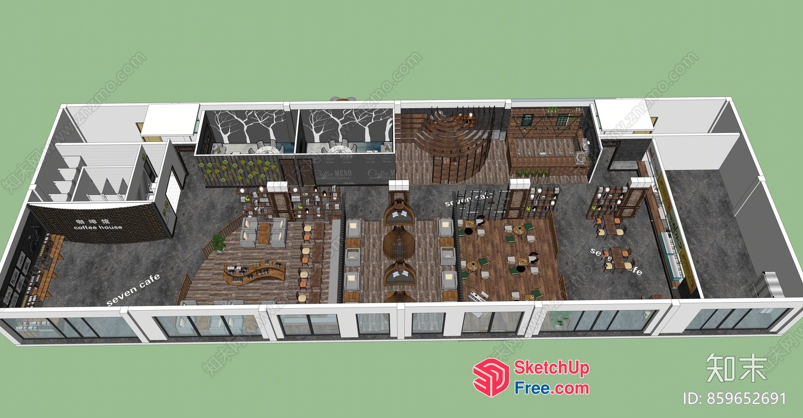 Modern Commercial Space With Elegant Dining And Seating Areas 3D SketchUp File