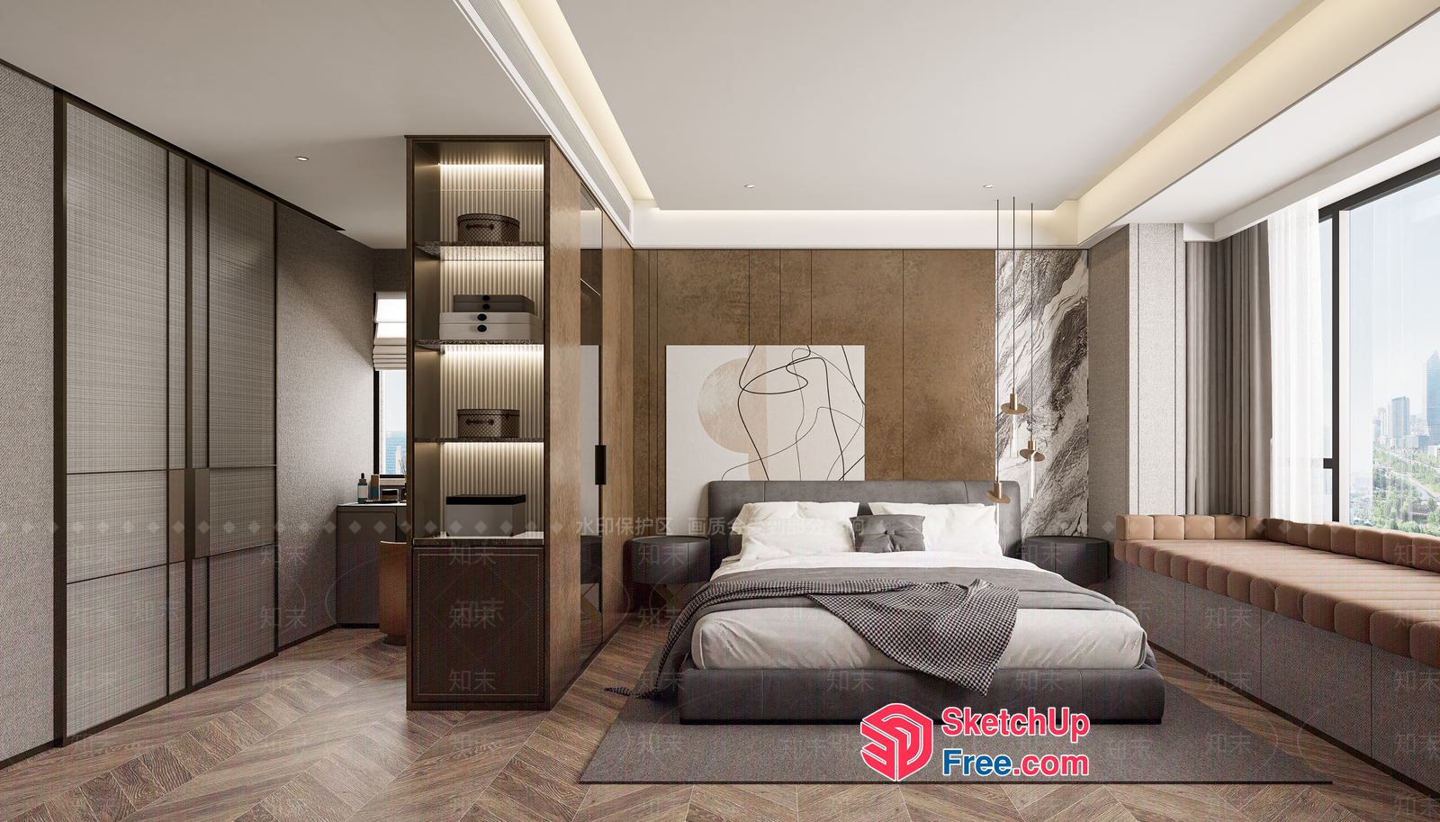 Modern Bedroom With Neutral Tones And Natural Light 3D SketchUp File