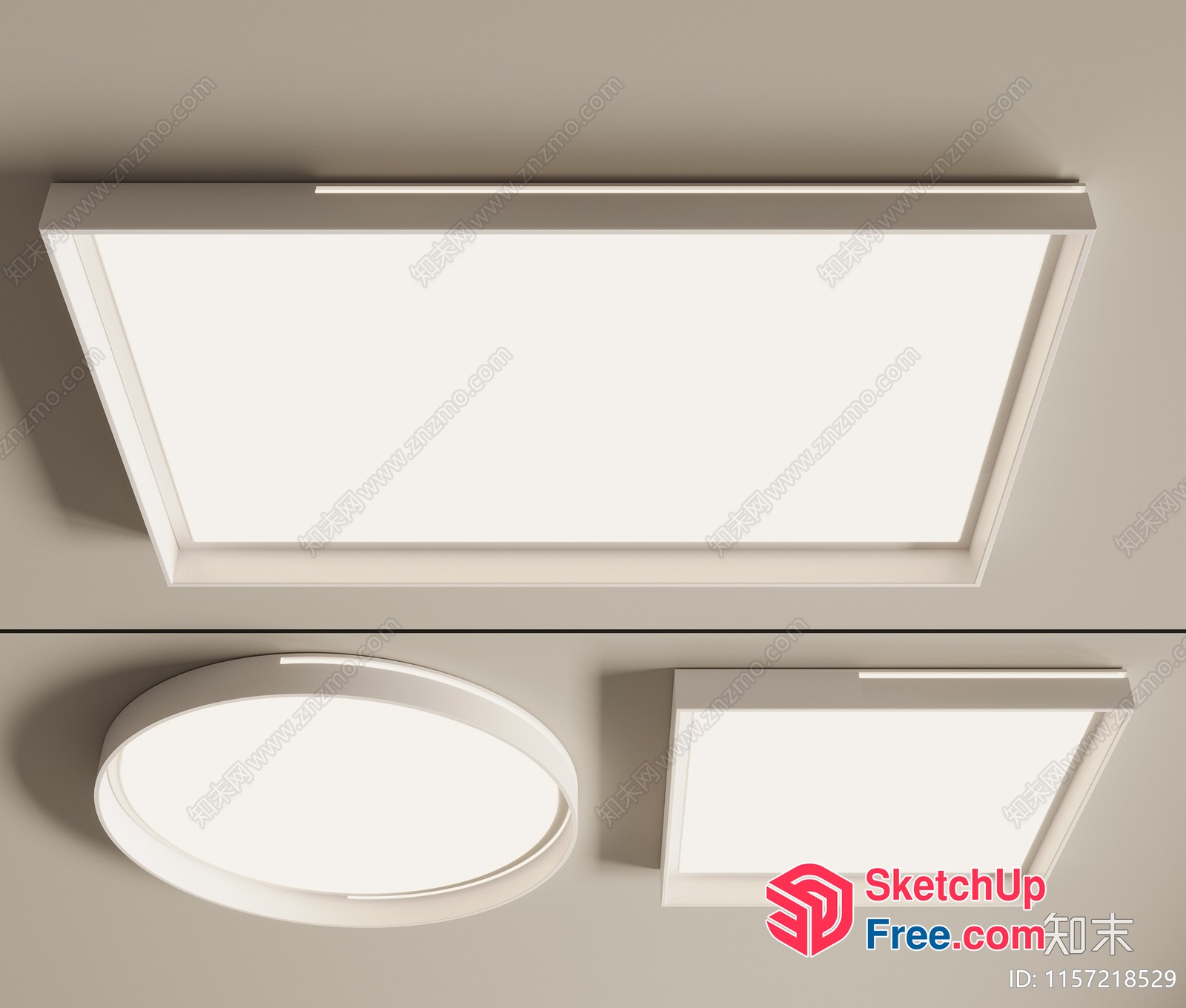 Rectangular And Oval Ceiling Light Fixtures 3D SketchUp File