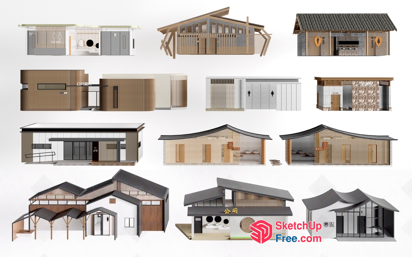 Modern Japanese Style House Collection 3D SketchUp File
