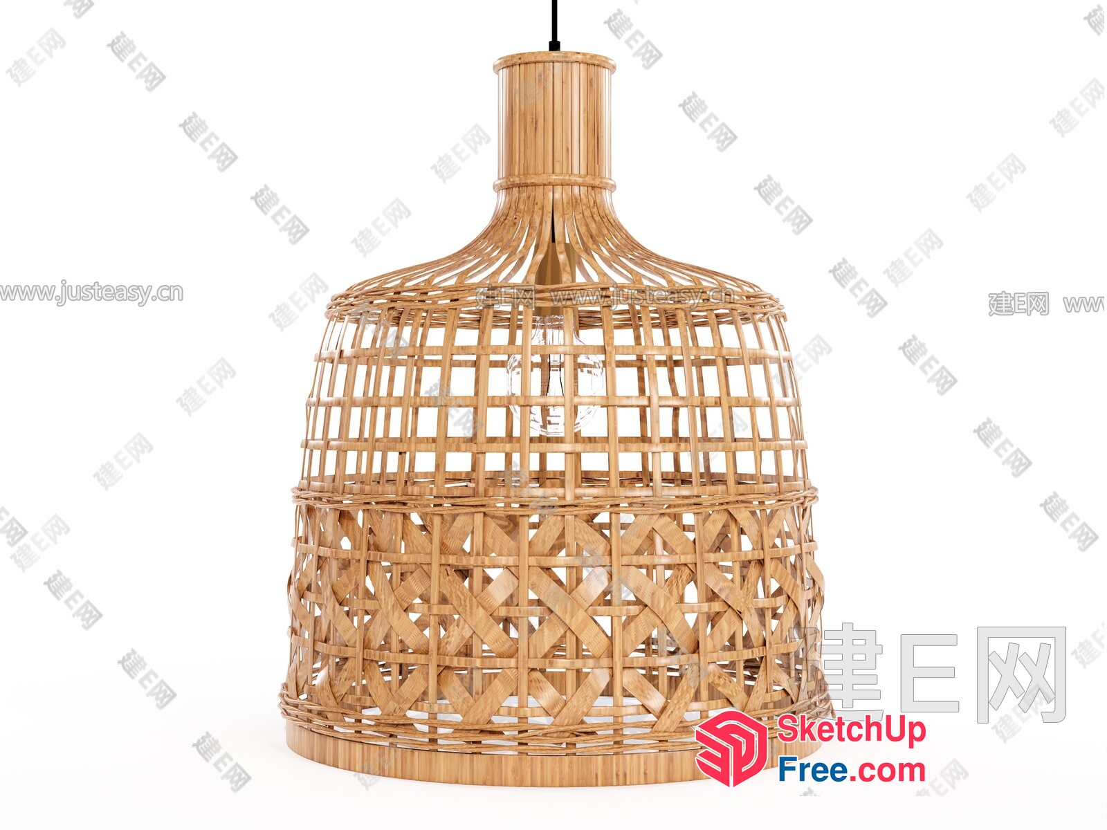 Rattan Pendant Light Fixture 3D SketchUp File