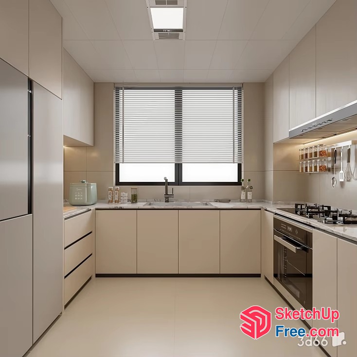 Modern Kitchen With White Cabinets And Countertops 3D SketchUp File