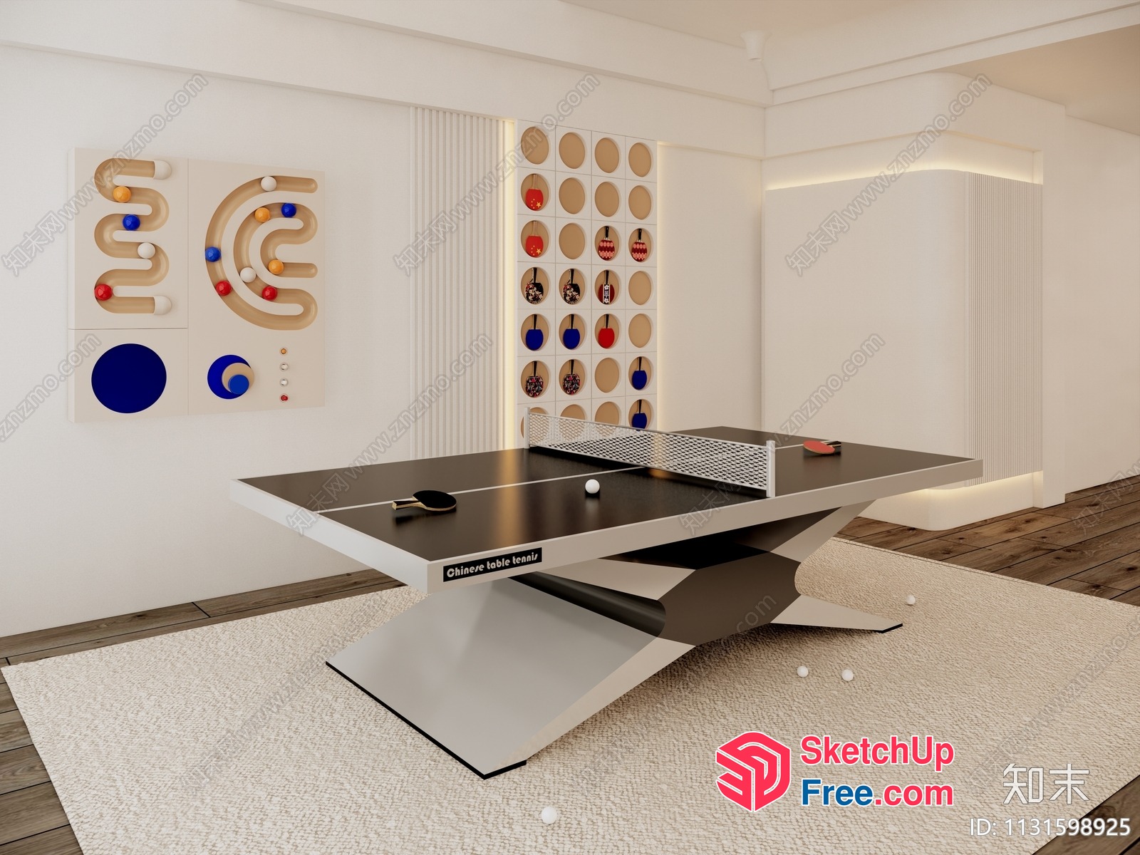 Modern Table Tennis Table With Sleek Design And Minimalist Decor 3D SketchUp File