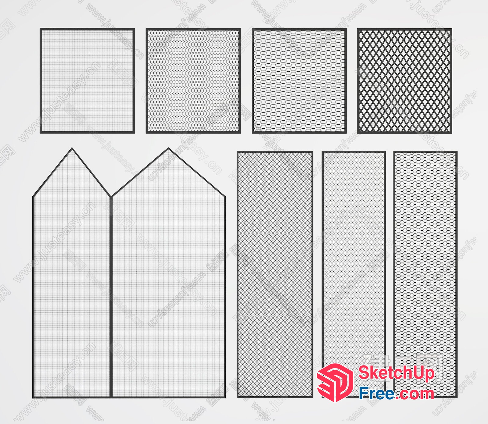 8 Rectangular And 2 Pointy Shapes 3D SketchUp File